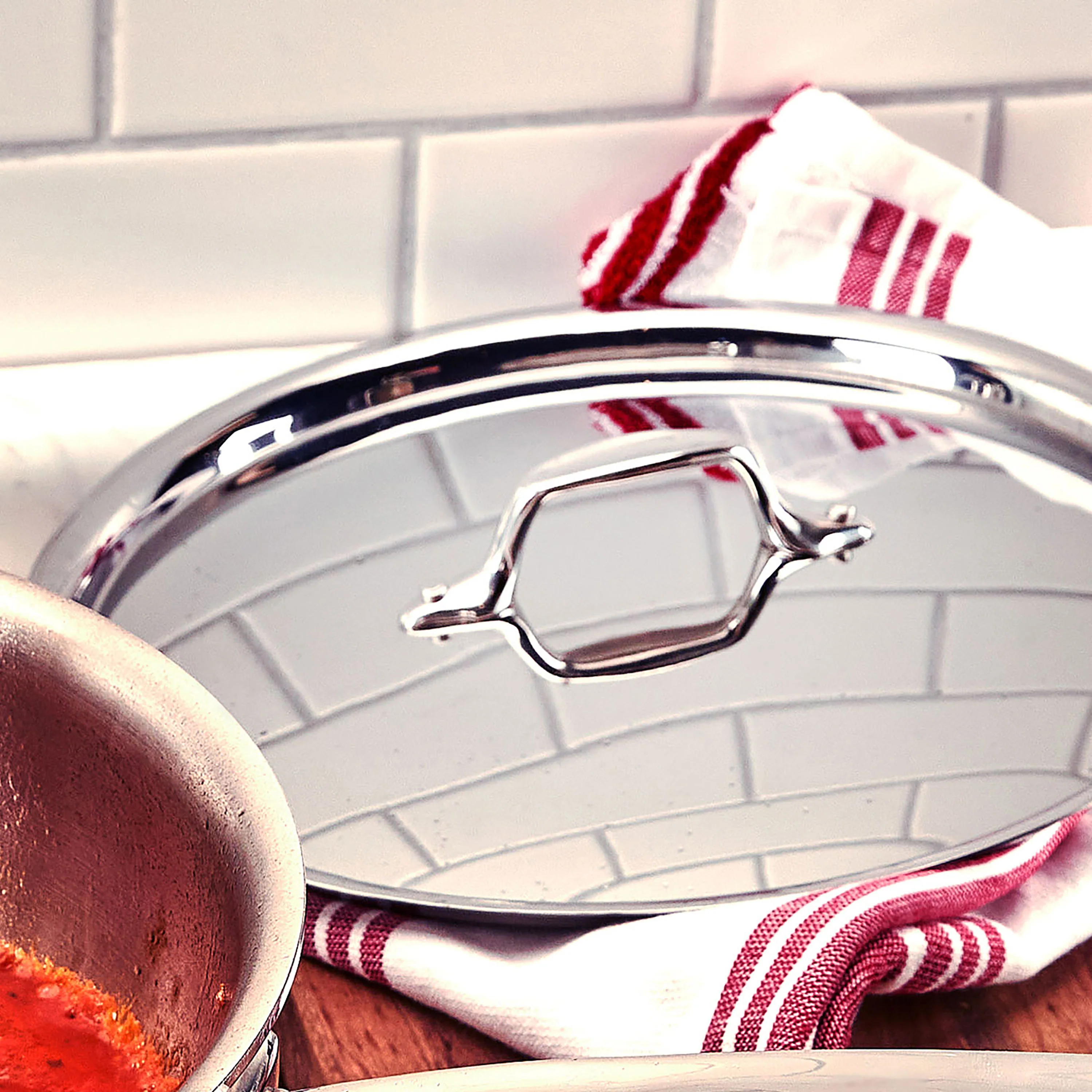 All-Clad d3 Stainless 12" Fry Pan with Lid - Image 4