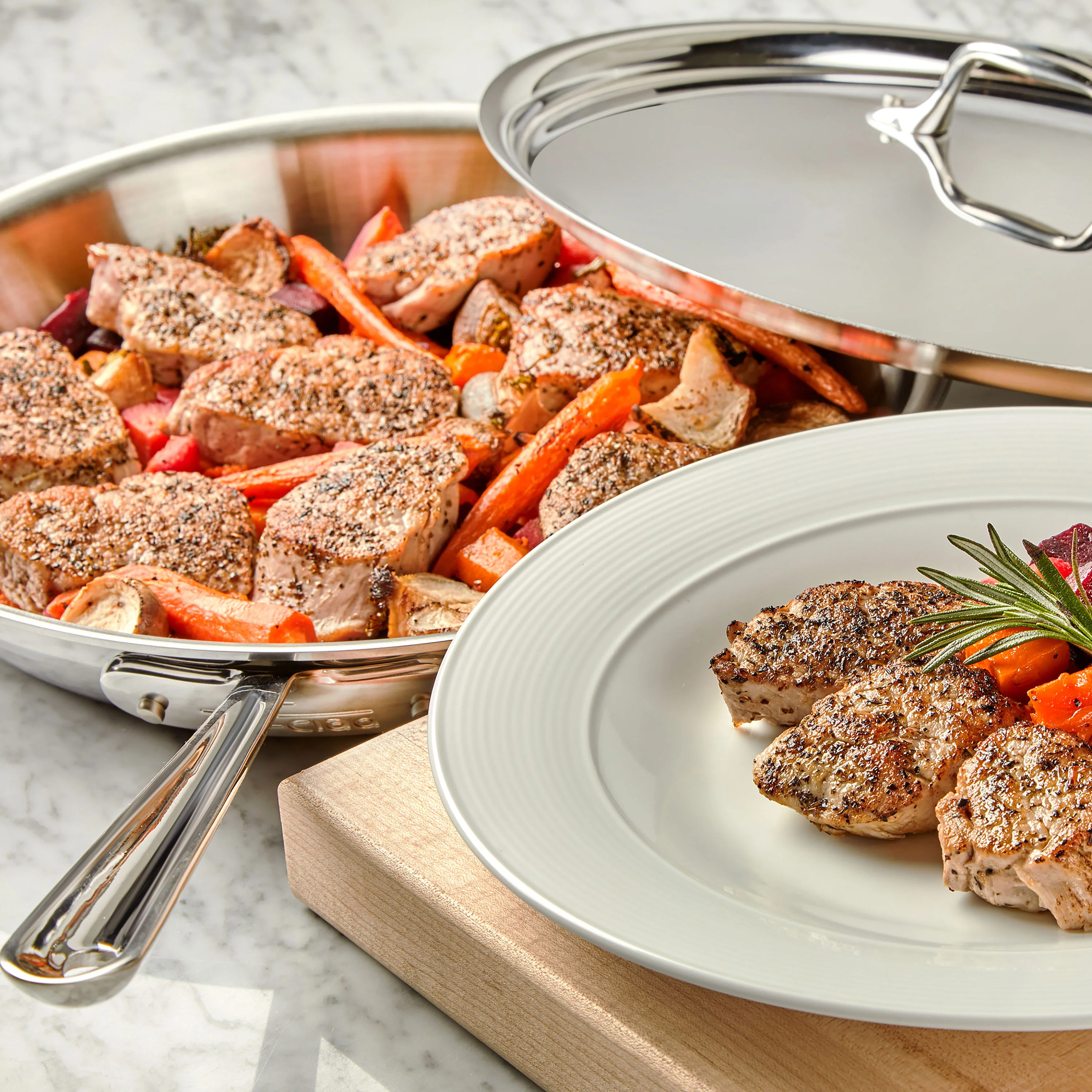 All-Clad d3 Stainless 12" Fry Pan with Lid - Image 7