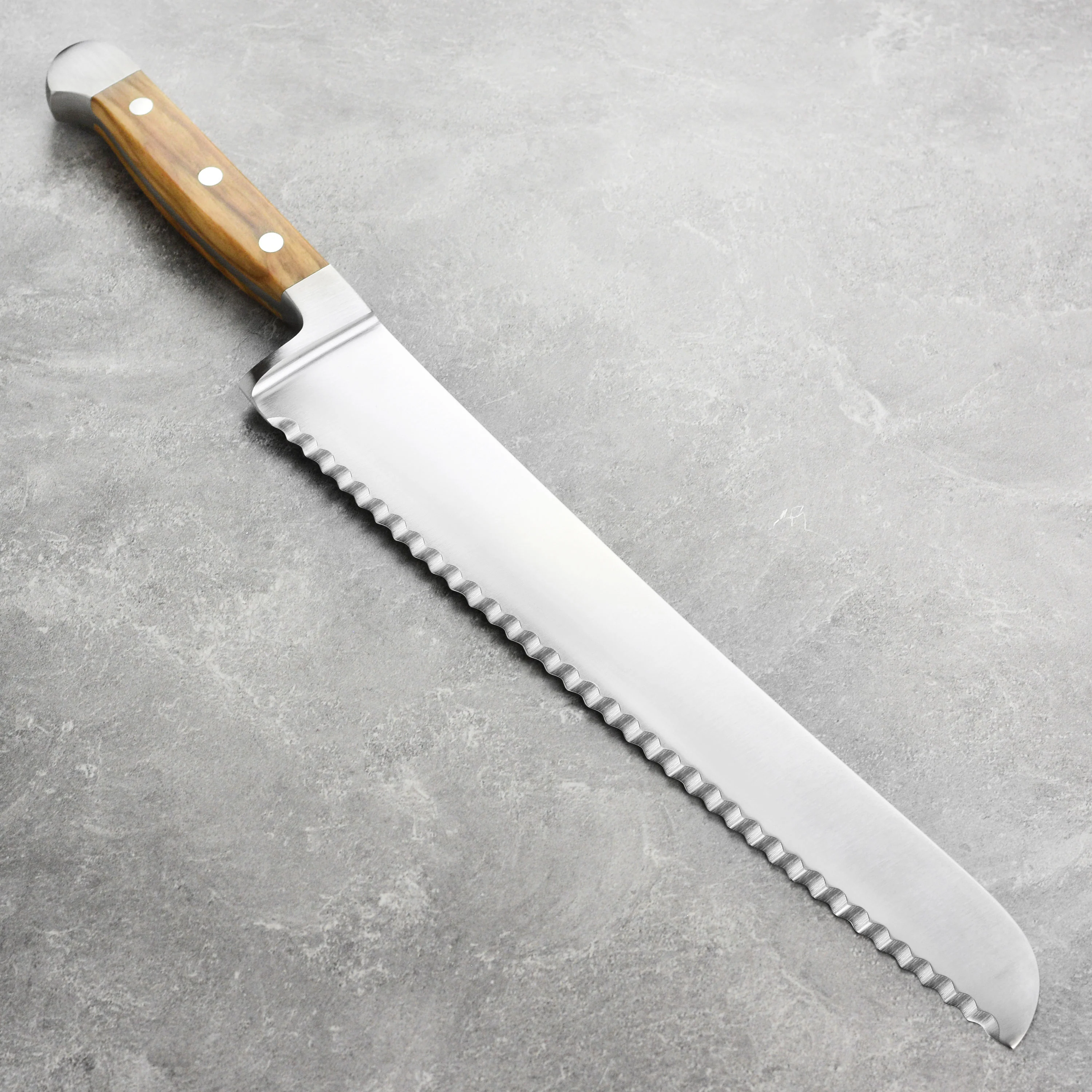 Franz Gude 12.6" Large Bread Knife with Olive Wood Handle, Right-Handed - Image 7