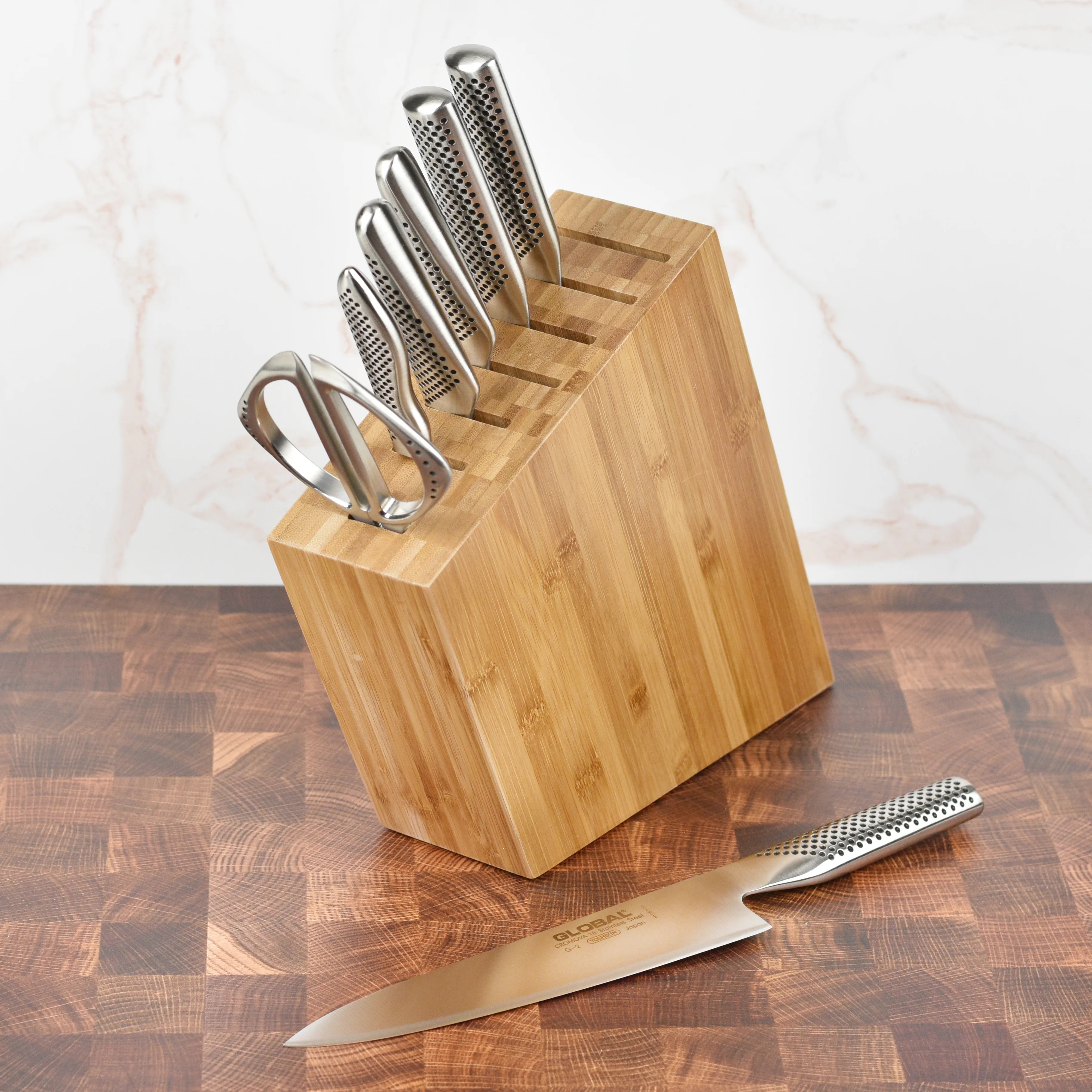 Global 8 Piece Bamboo Knife Block Set - Image 3