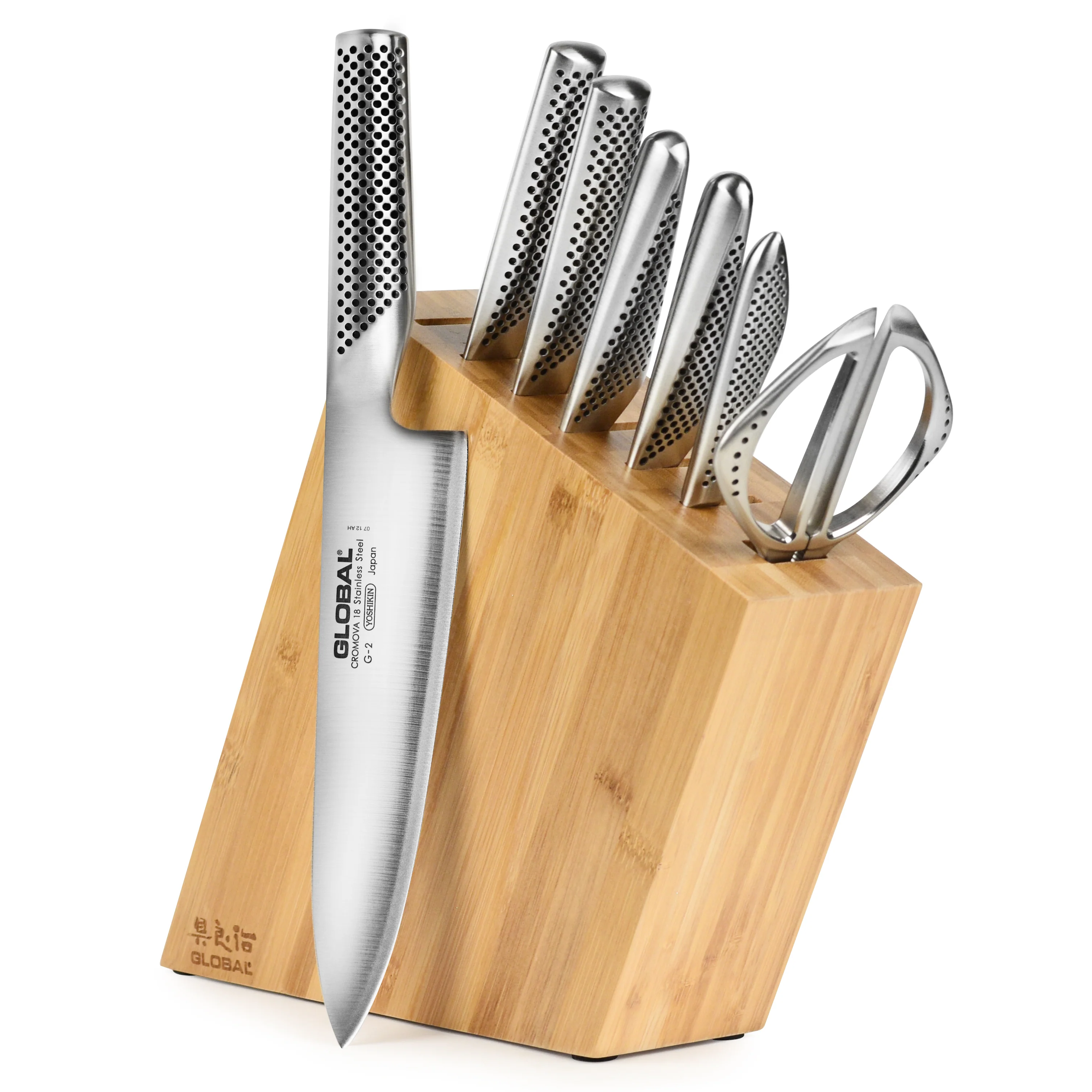 Global 8 Piece Bamboo Knife Block Set - Image 6