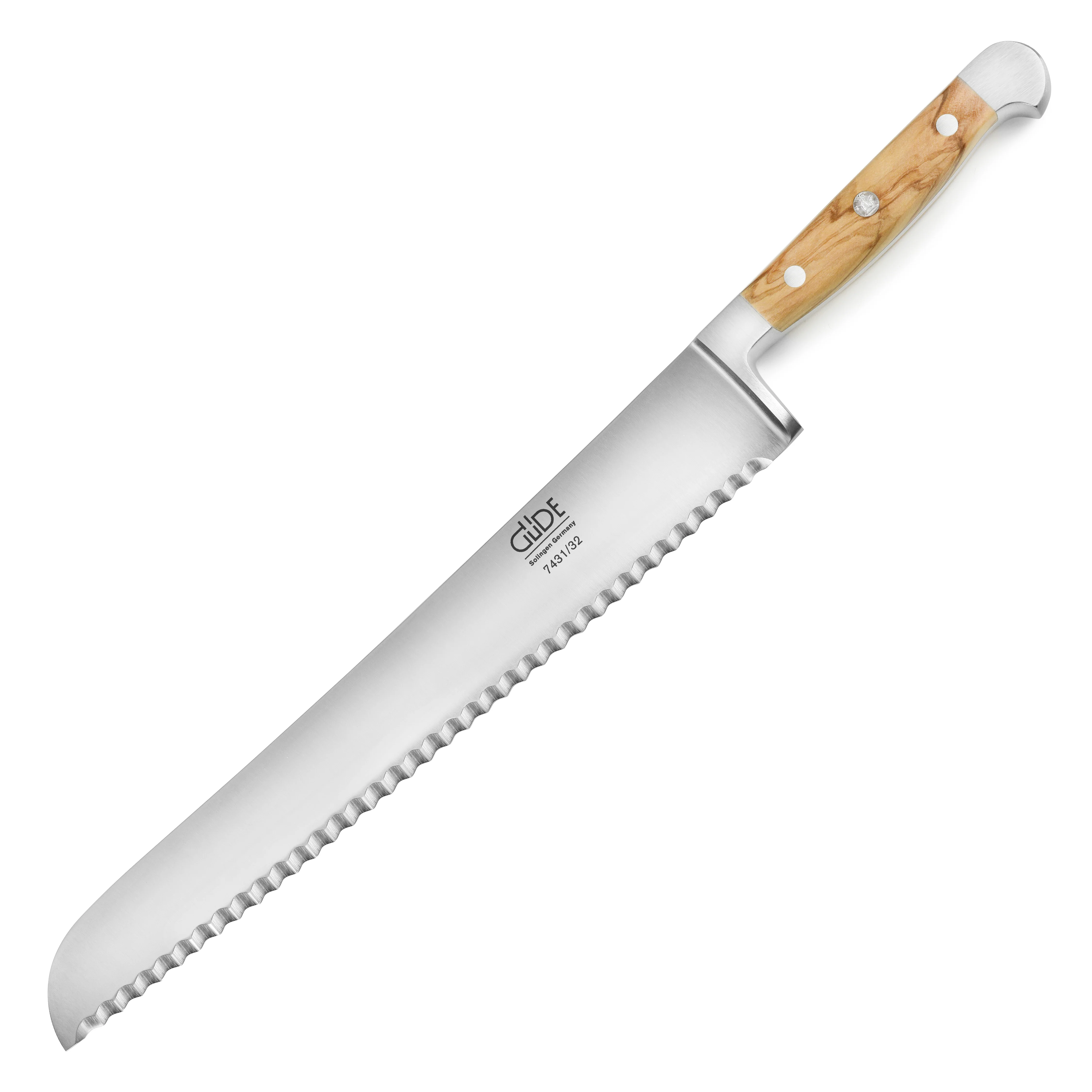Franz Gude 12.6" Large Bread Knife with Olive Wood Handle, Left-Handed - Image 4