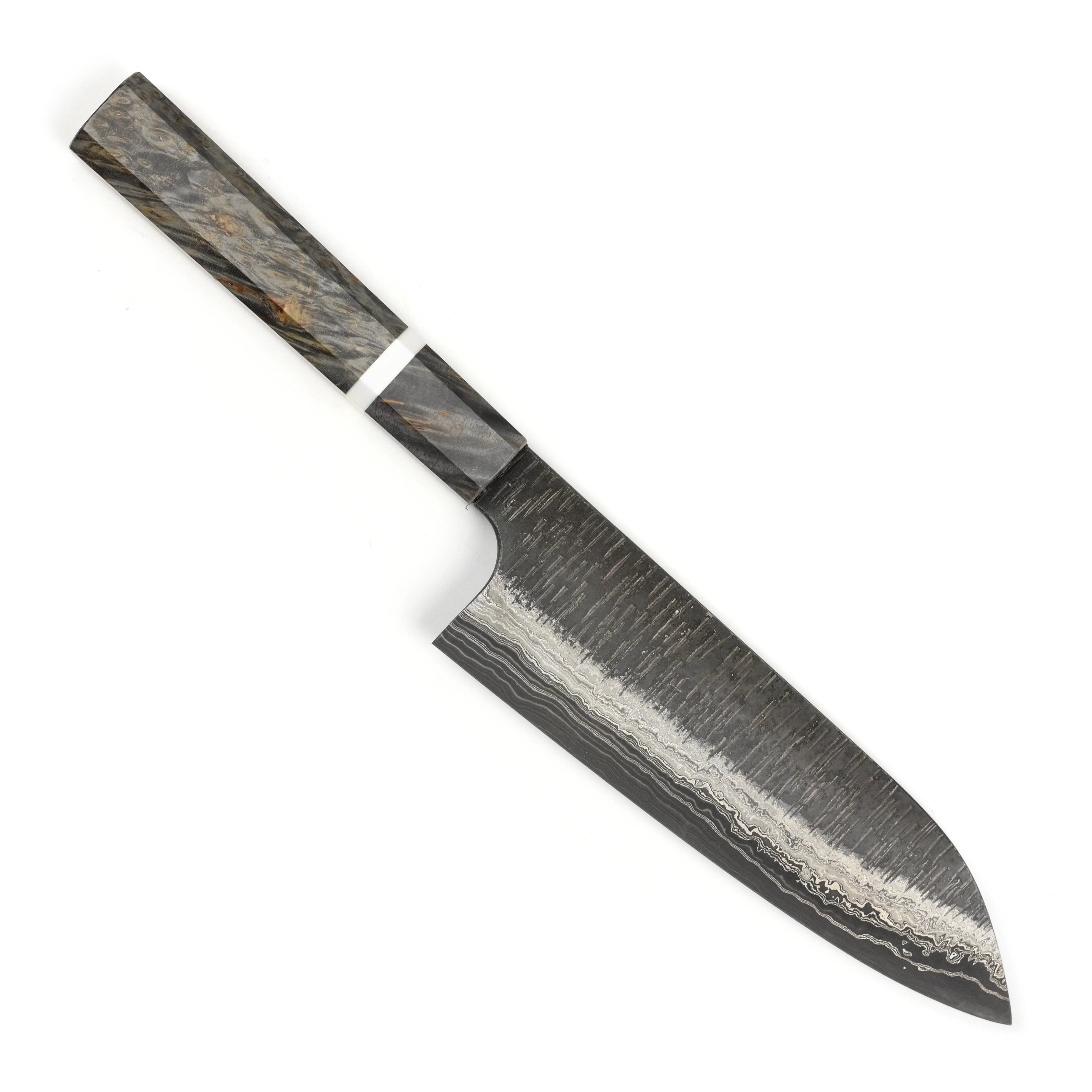 Hatsukokoro x Nigara Itadaki Coreless Damascus 7" Santoku - Image 5
