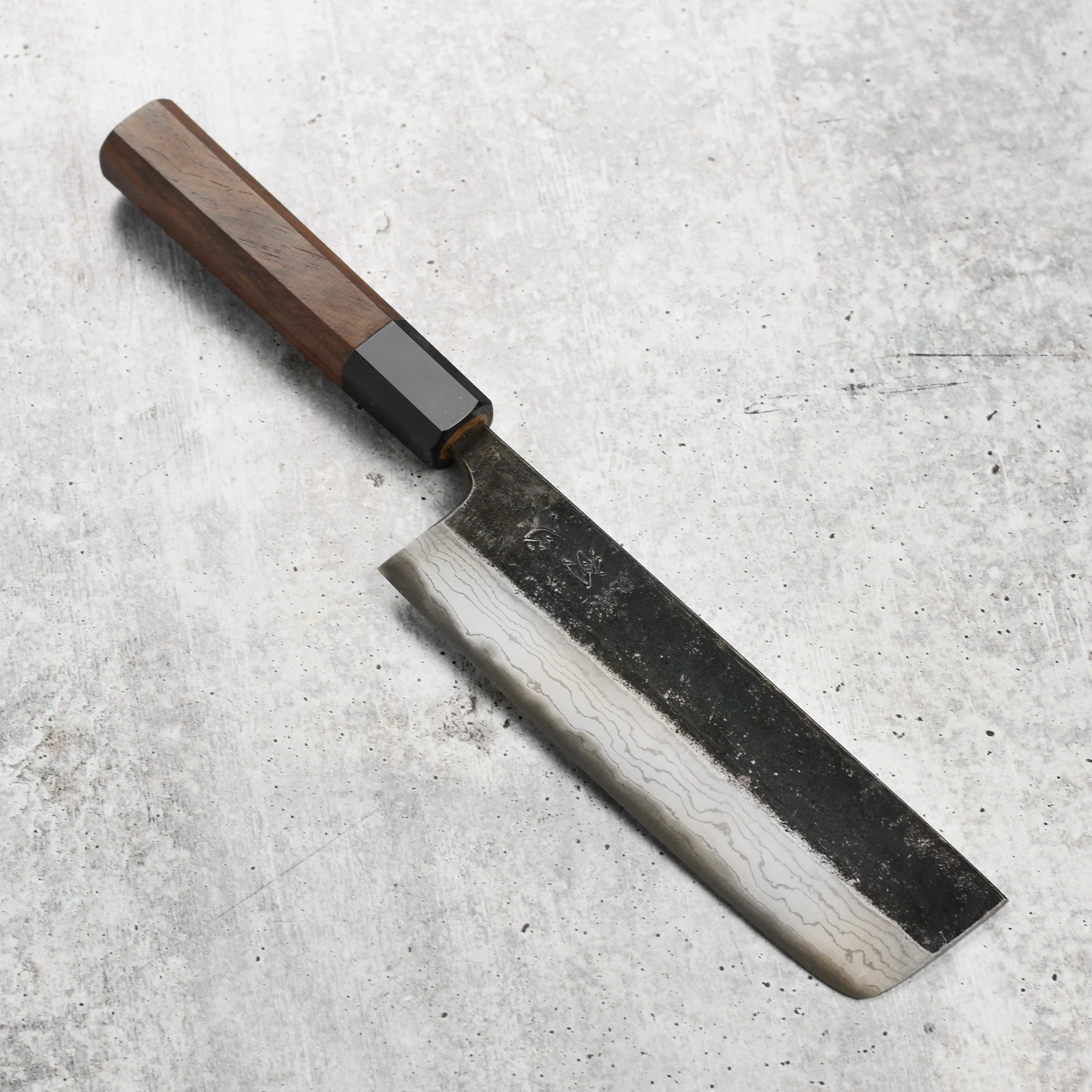 Hatsukokoro Kumokage Aogami #2 Kurouchi Damascus 6.5" Nakiri