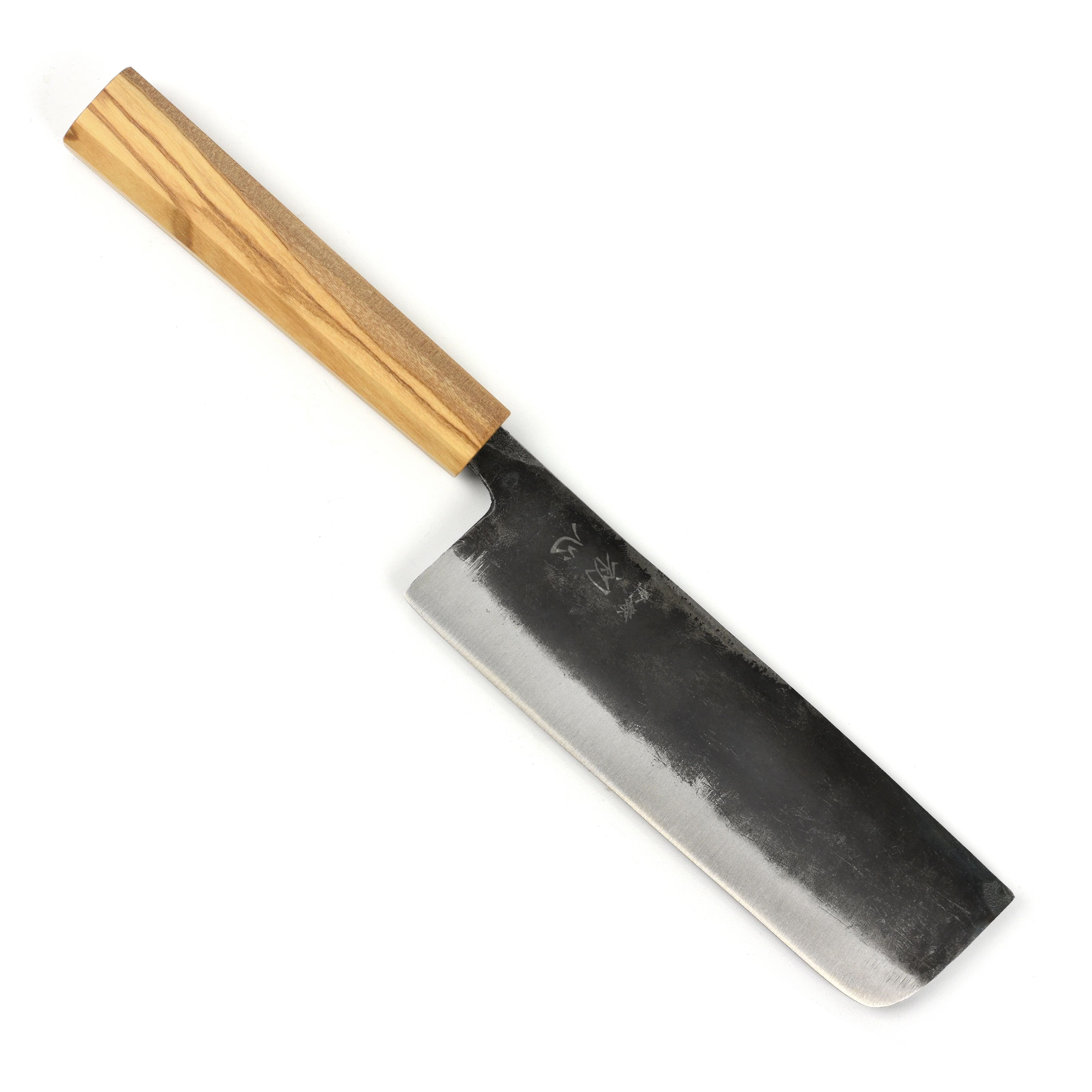 Hatsukokoro Kurogane Aogami #2 Kurouchi 6.5" Nakiri, Olivewood - Image 5