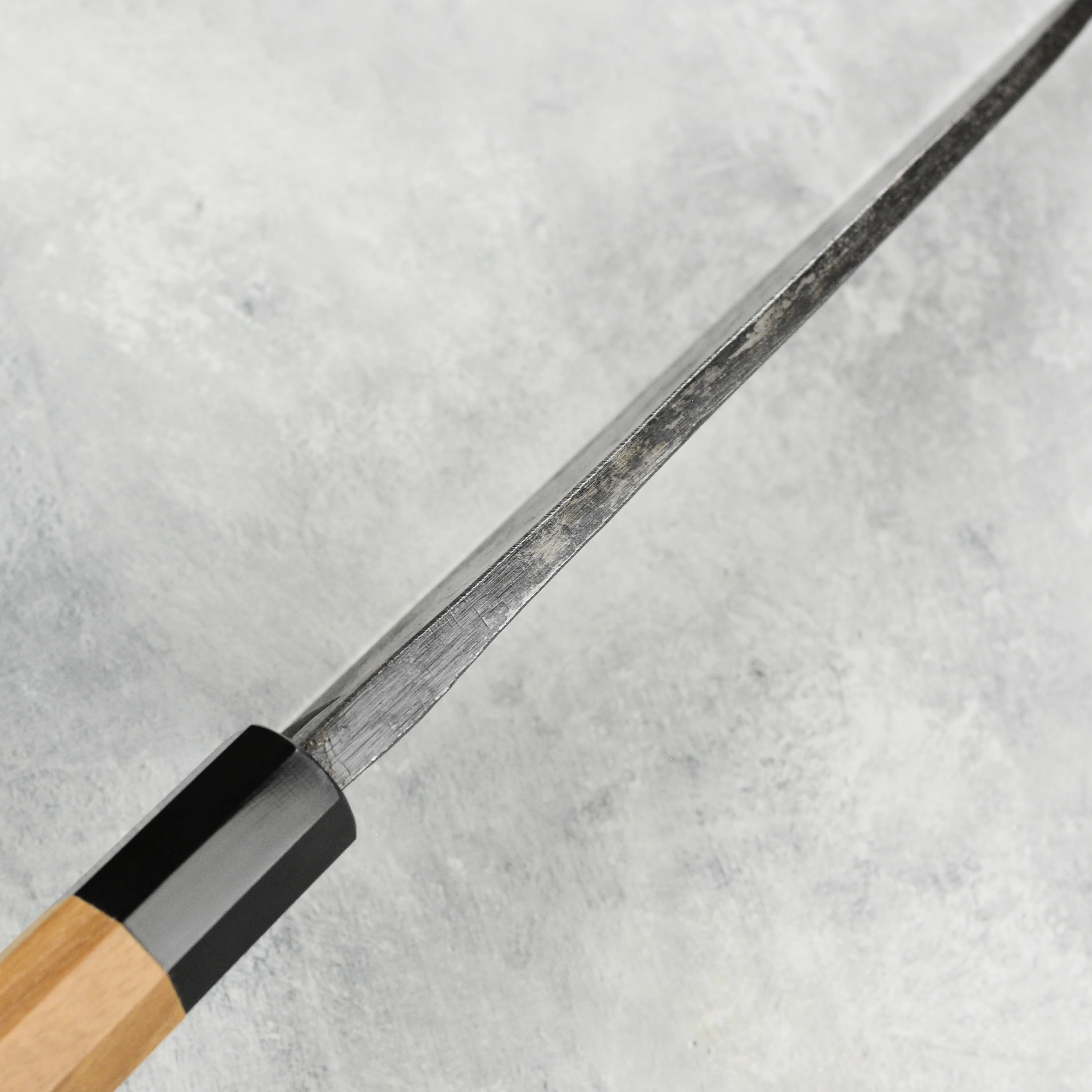 Hatsukokoro Kurokaze Aogami #2 Kurouchi 7" Double Bevel Deba, Teak - Image 3