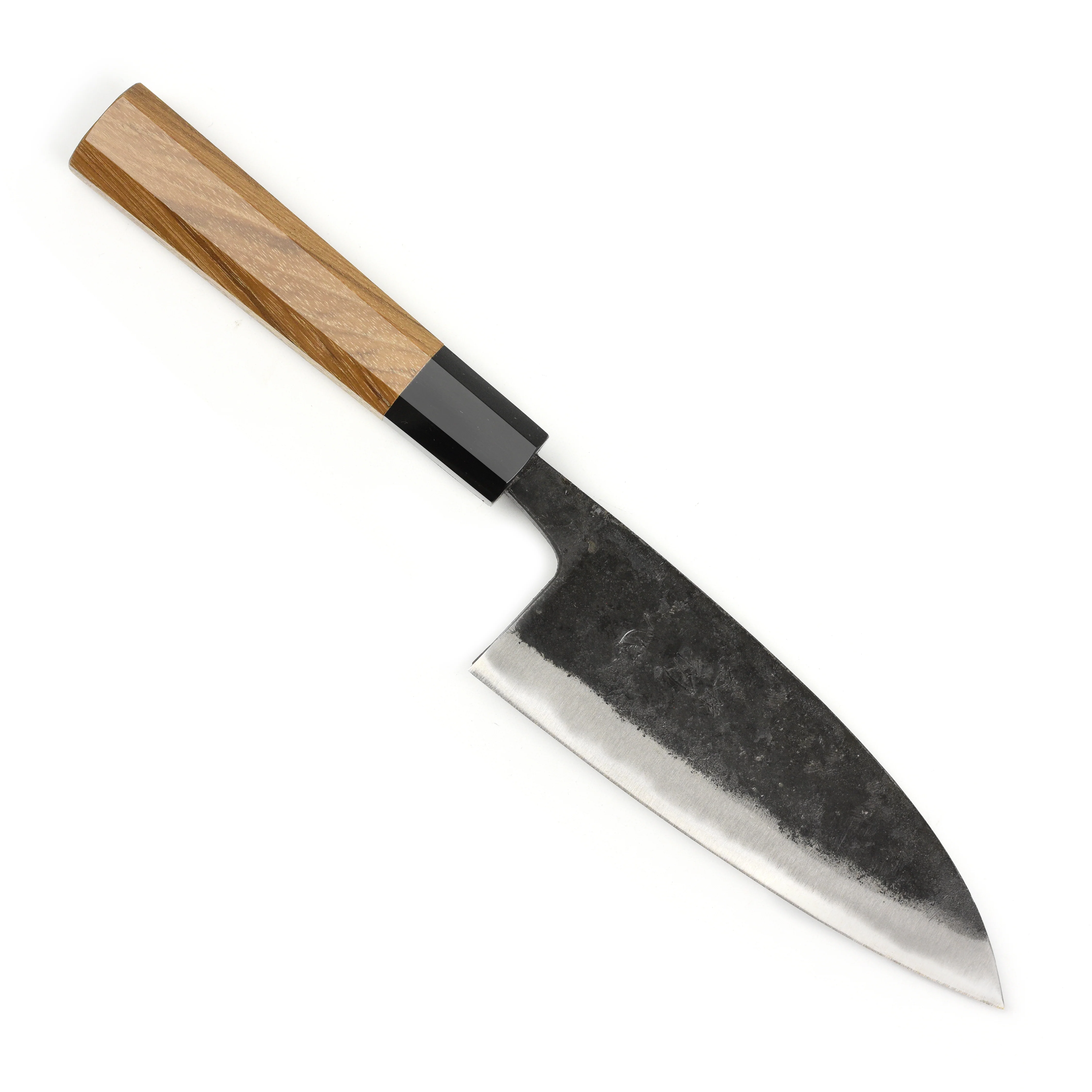 Hatsukokoro Kurokaze Aogami #2 Kurouchi 5.9" Double Bevel Deba, Teak - Image 5