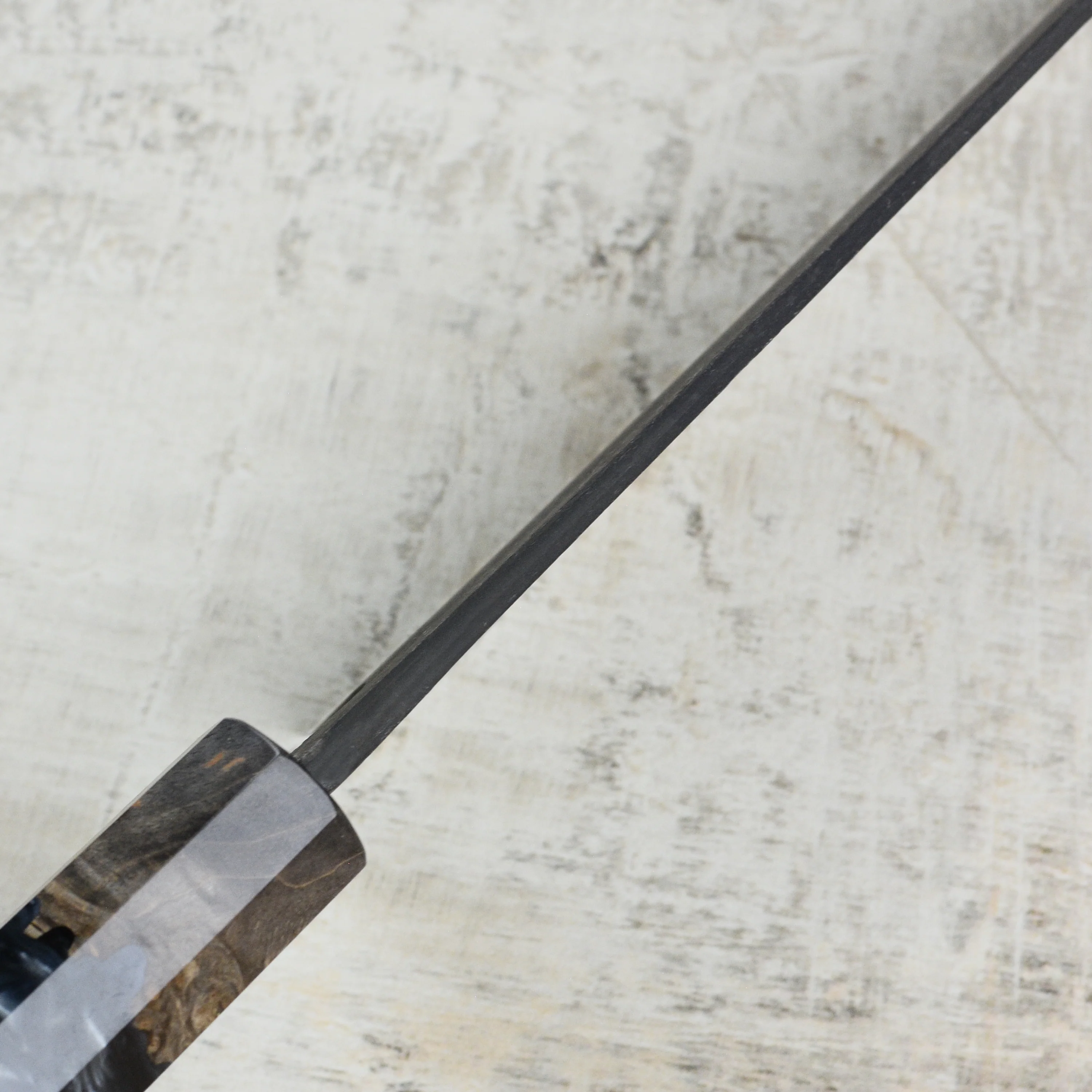 Hatsukokoro Shinkiro Aogami Super Kurouchi Damascus 9.4" Gyuto, Stabilized Birch - Image 7