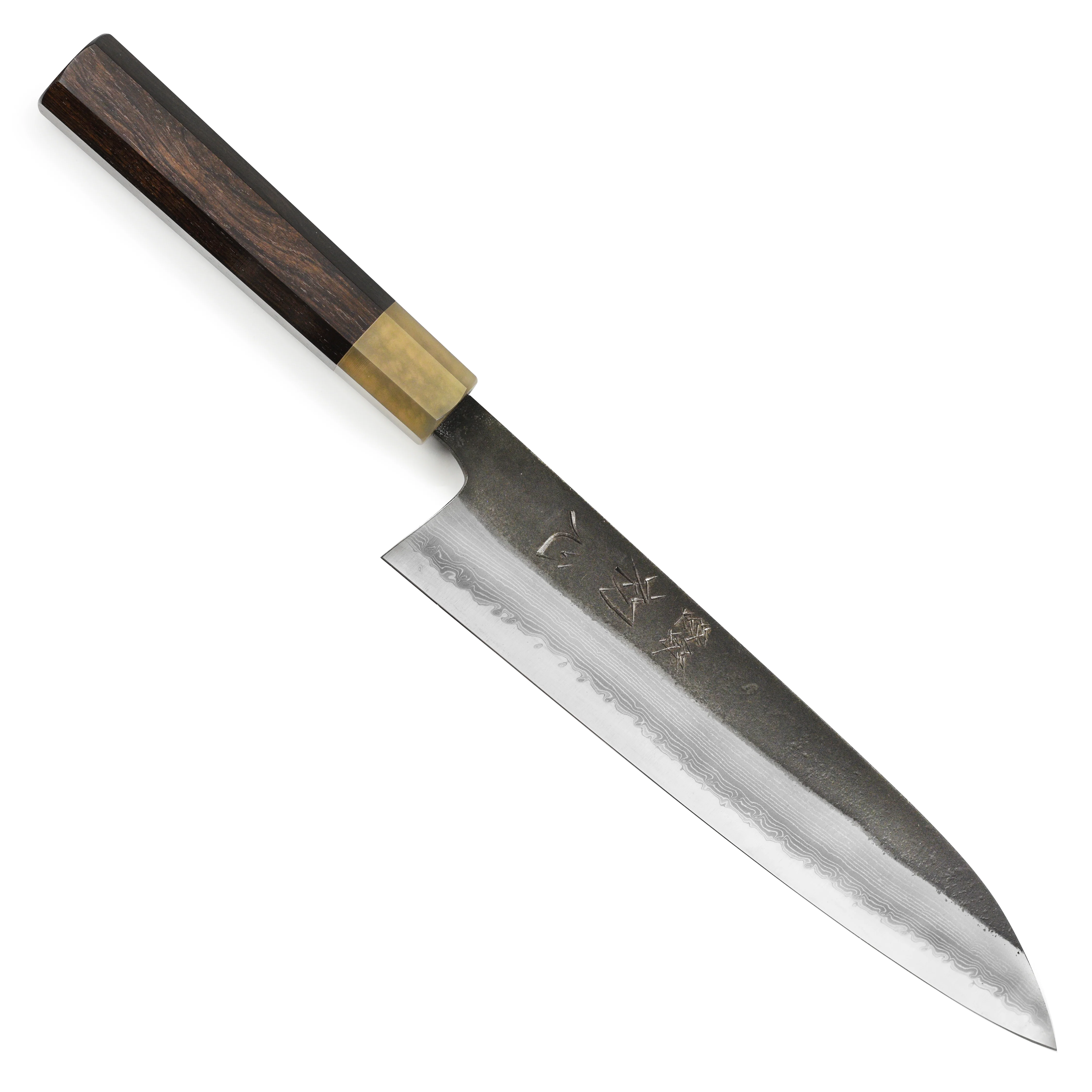 Hatsukokoro Shinkiro Aogami Super Kurouchi Damascus 8.25" Gyuto, Ebony with Ferrule - Image 9