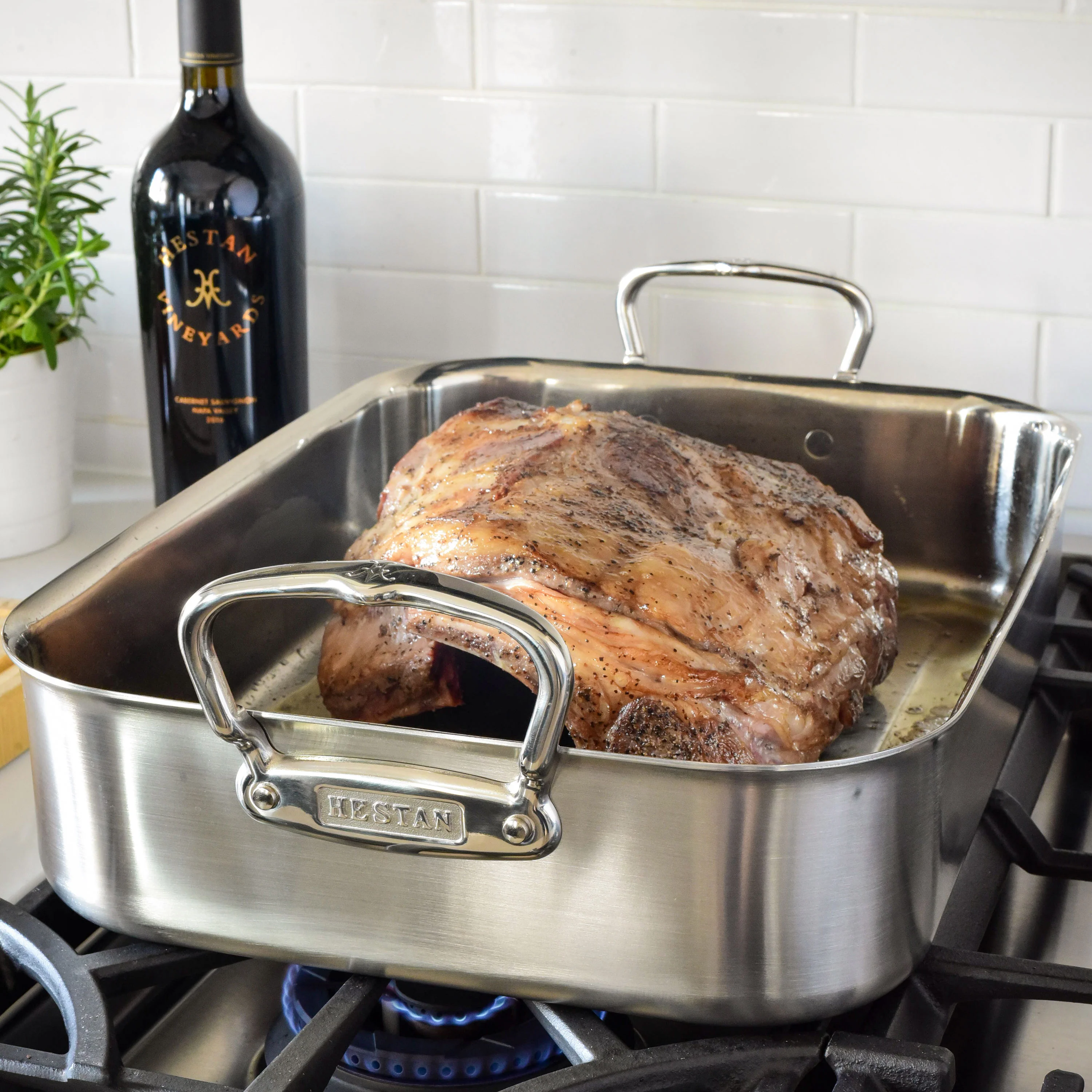 Hestan Tri-Ply Roasting Pan with Rack, 16.5x11.75" - Image 5