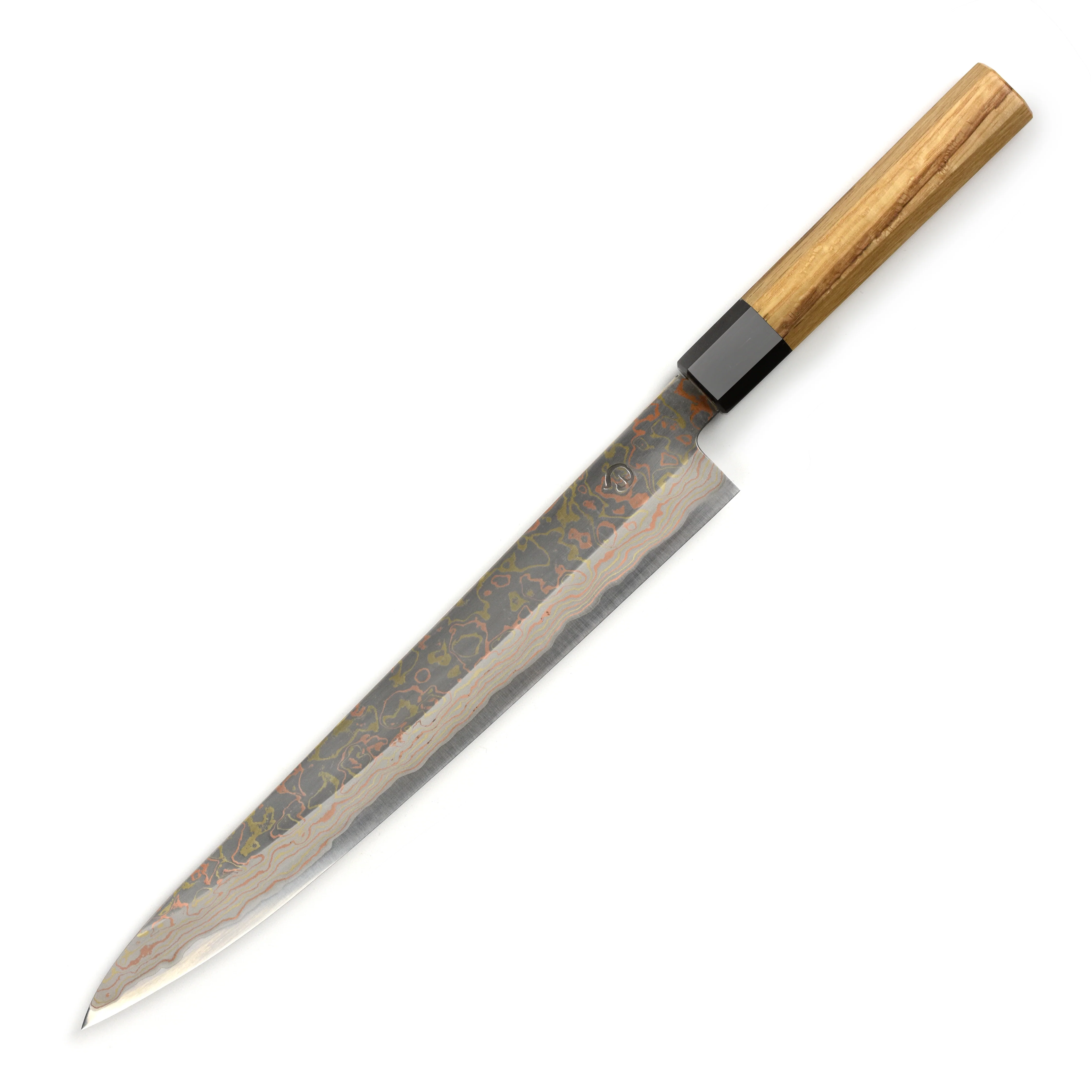Hinoura Aogami #2 Colored Damascus 10.6" Sujihiki - Image 5