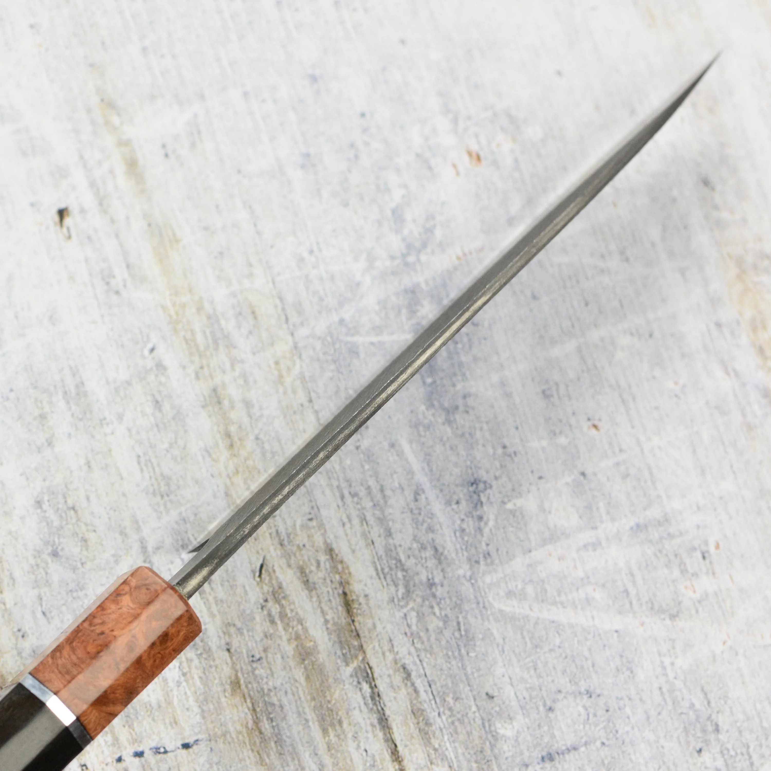 Hinoura Shirogami #2 Matsuba Damascus 5.3" Petty - Image 3