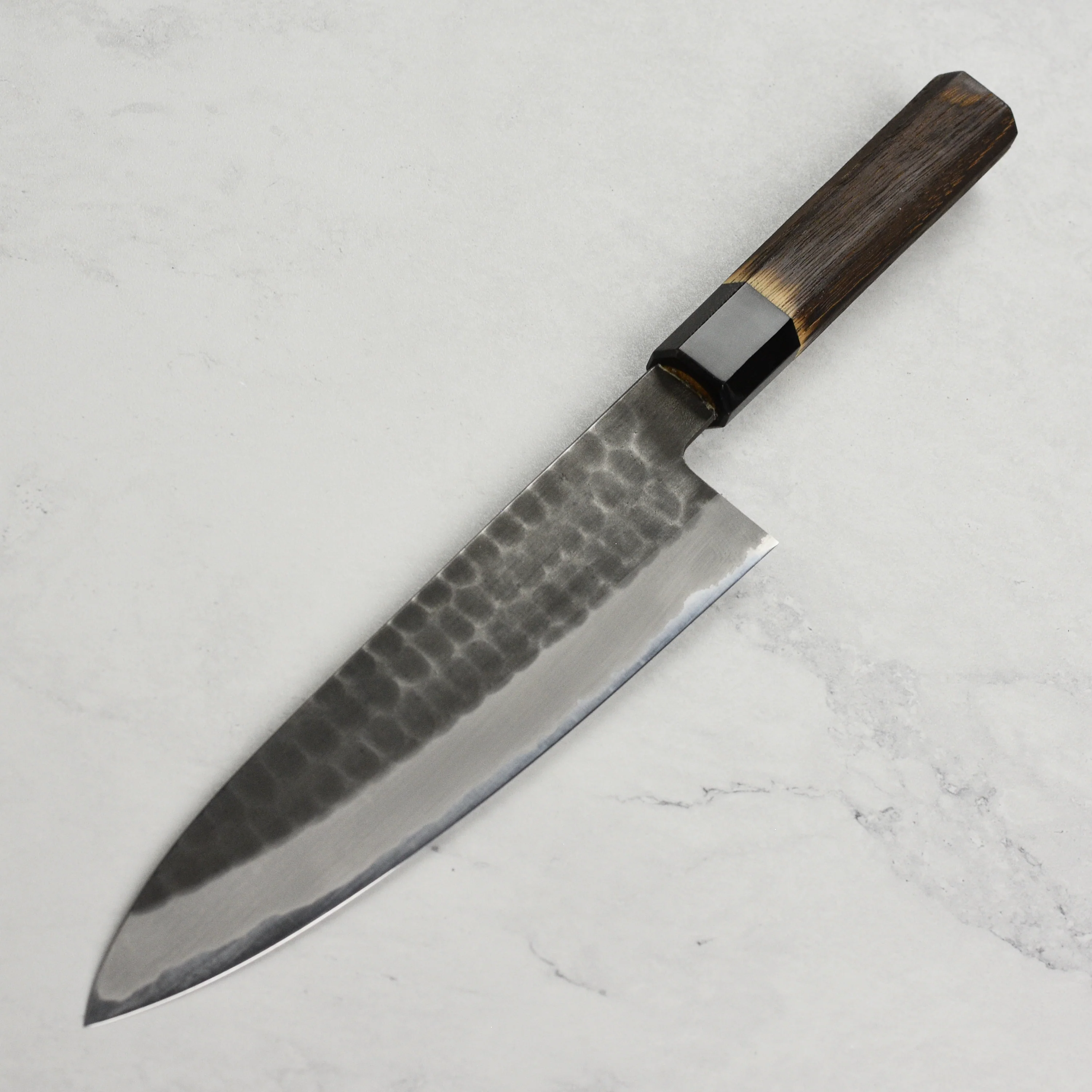 Hinoura Shirogami #2 Kurouchi Tsuchime 8.25" Gyuto - Image 6