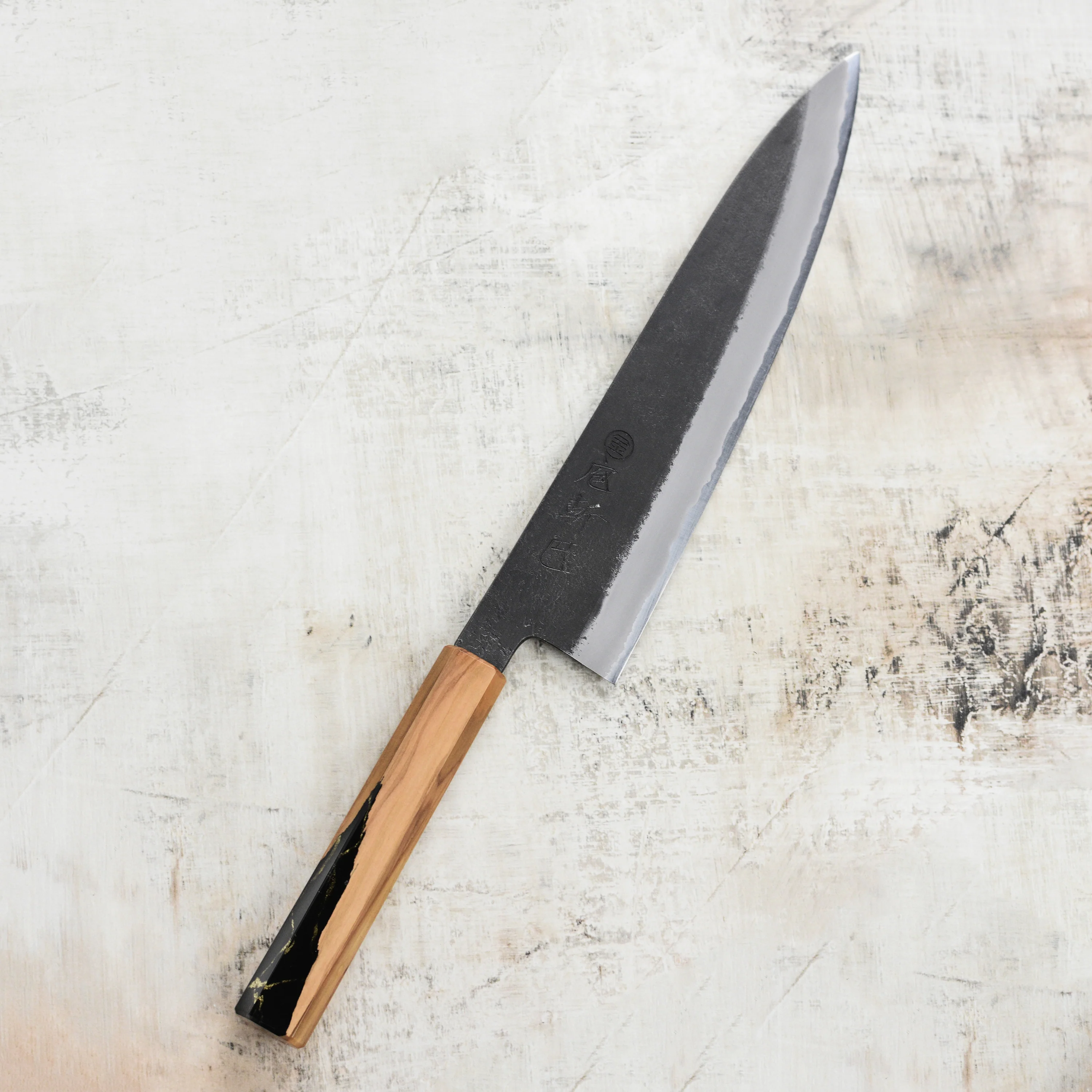 Hozan Tomoe x Hinoura Shirogami #2 Kurouchi 9.4" Gyuto - Image 9