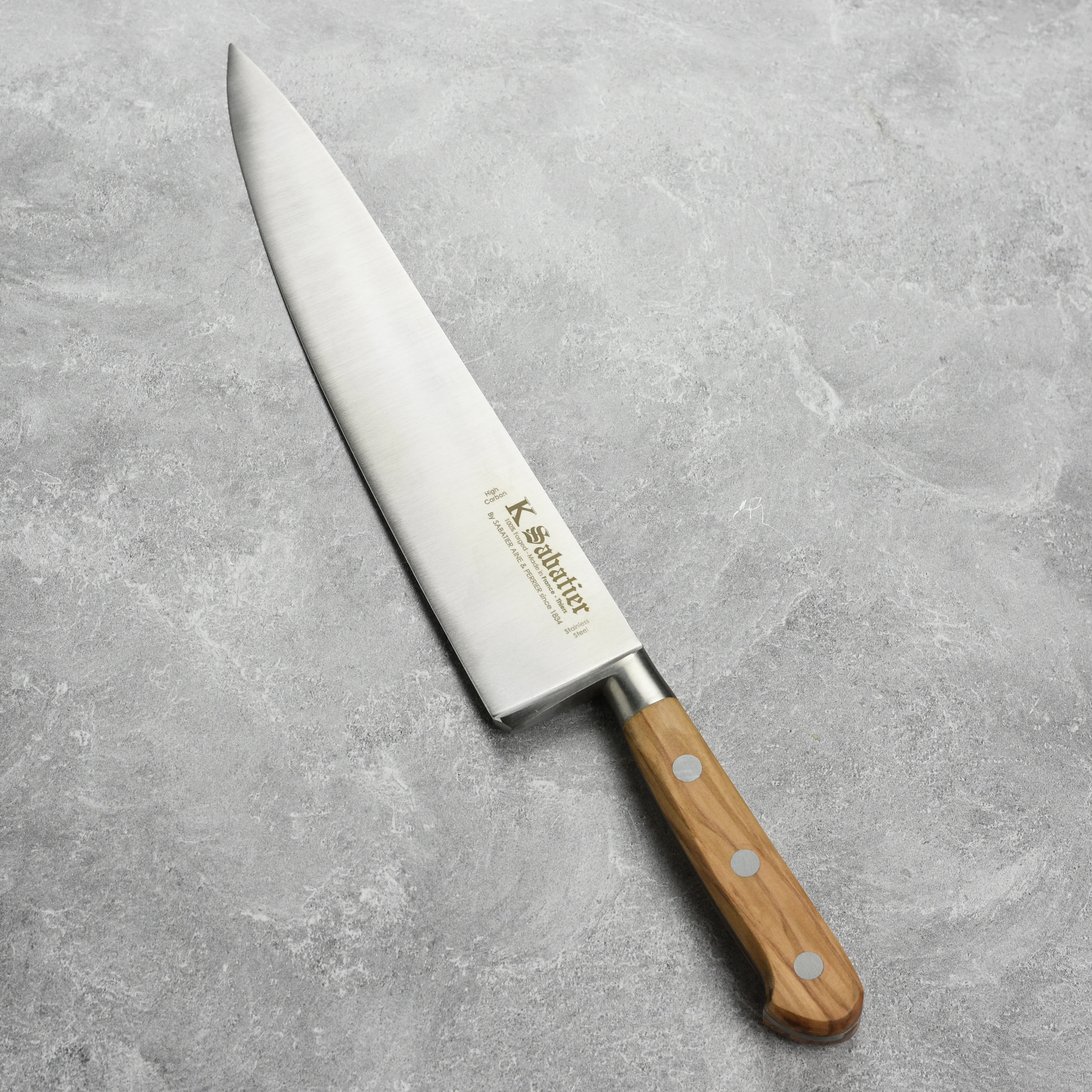 K Sabatier Olive Wood 10" Chef's Knife - Image 6