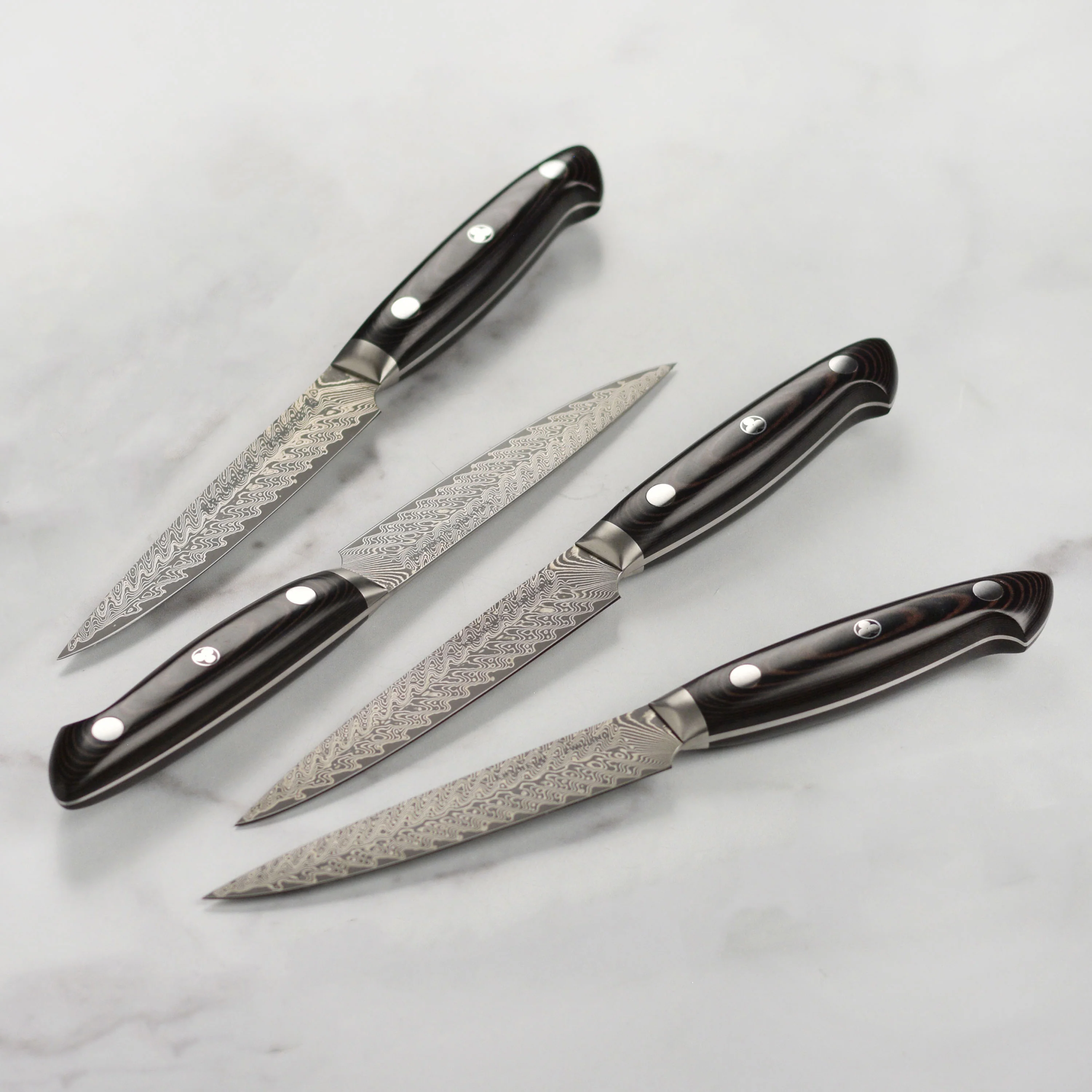 Kramer Stainless Damascus 4 Piece Steak Knife Set with Presentation Chest - Image 3