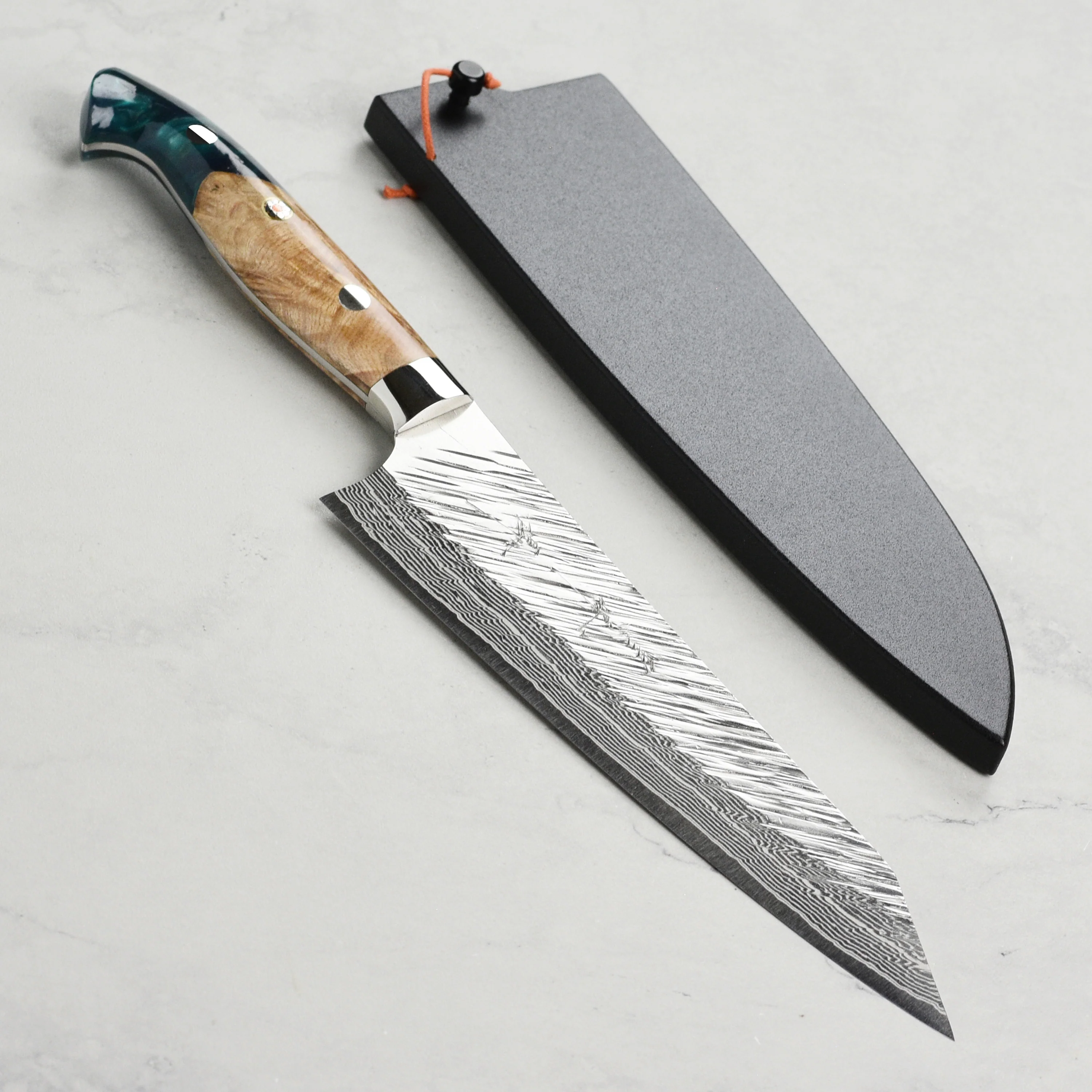 Kurosaki Fujin Forged SG2 Damascus 7" Gyuto with Saya - Image 3