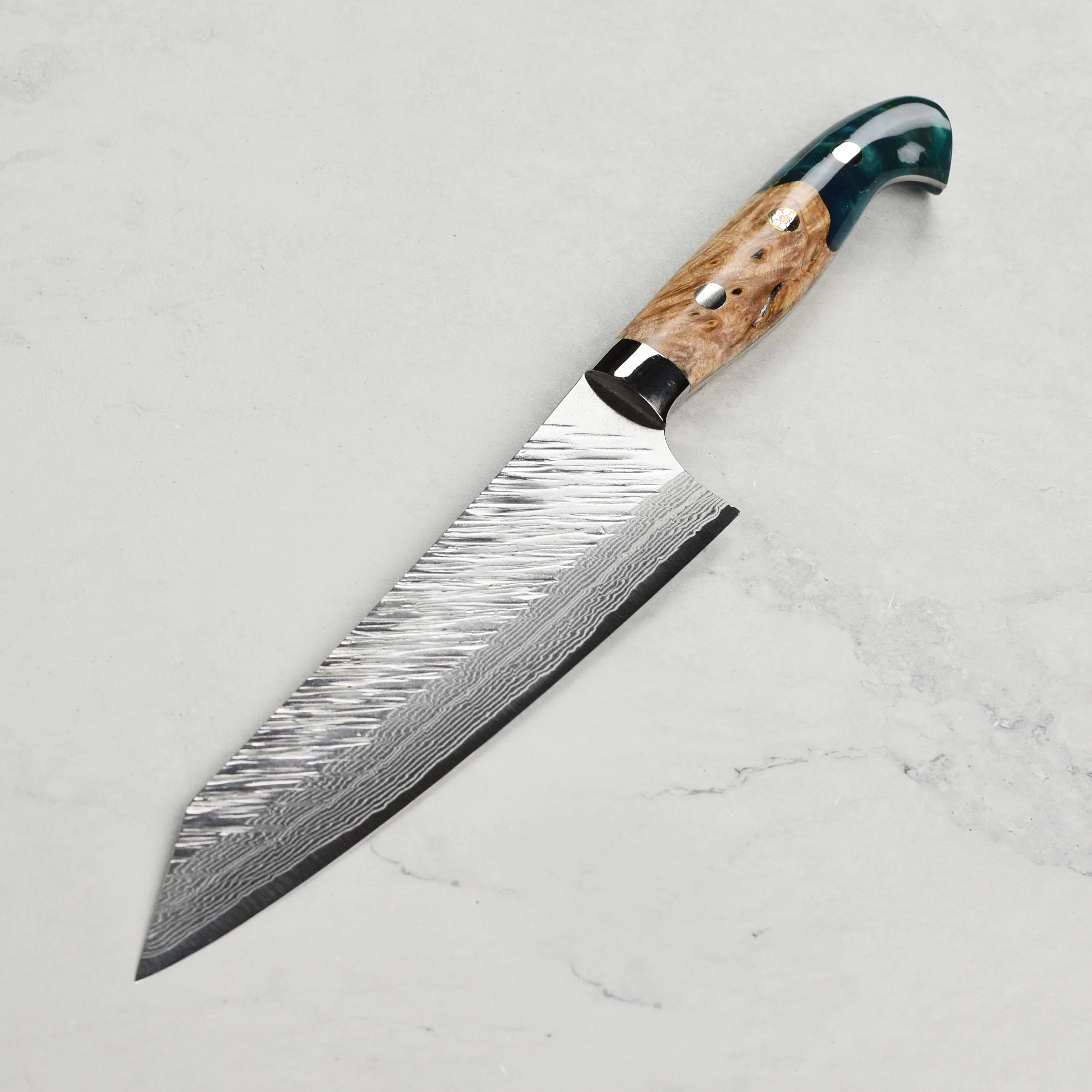 Kurosaki Fujin Forged SG2 Damascus 7" Gyuto with Saya - Image 6