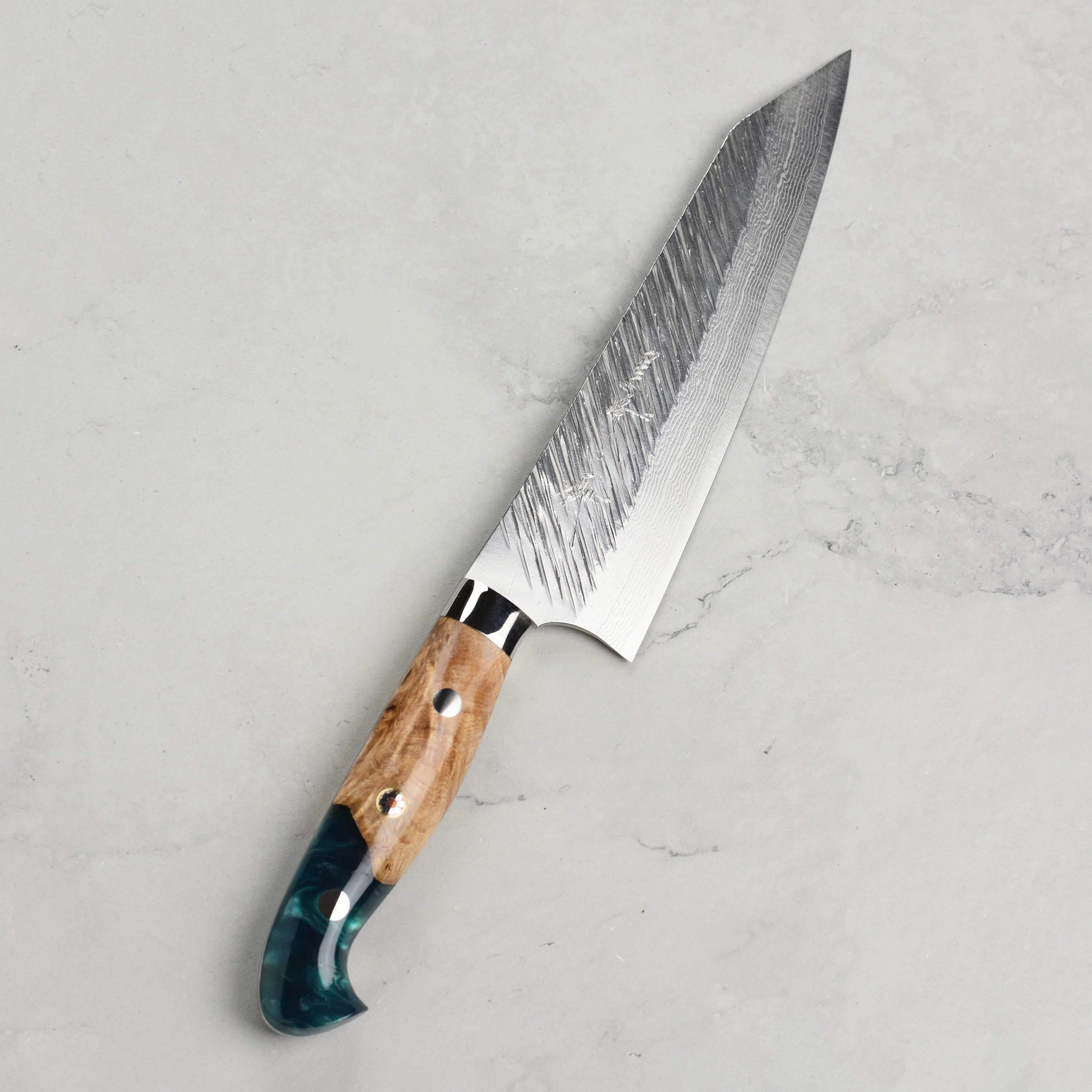 Kurosaki Fujin Forged SG2 Damascus 7" Gyuto with Saya - Image 8