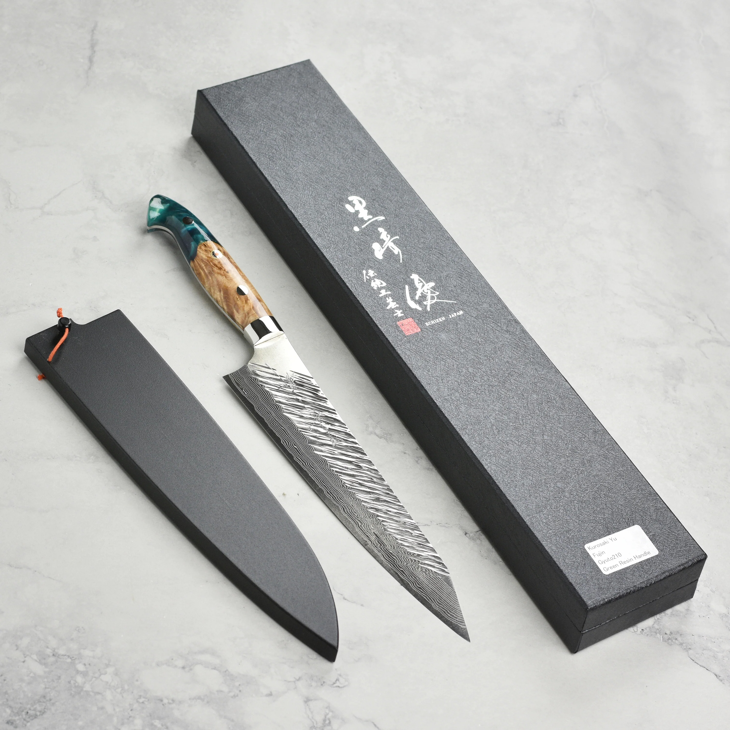 Kurosaki Fujin Forged SG2 Damascus 8.25" Gyuto with Saya - Image 5