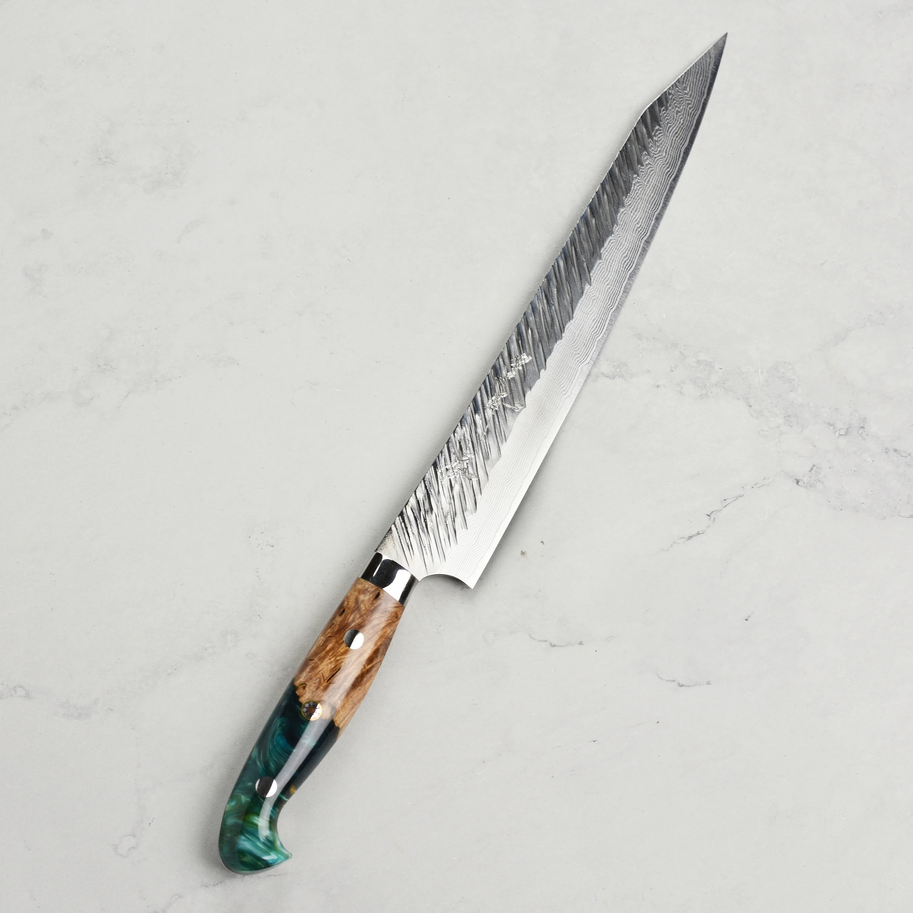 Kurosaki Fujin Forged SG2 Damascus 9.4" Sujihiki with Saya - Image 9