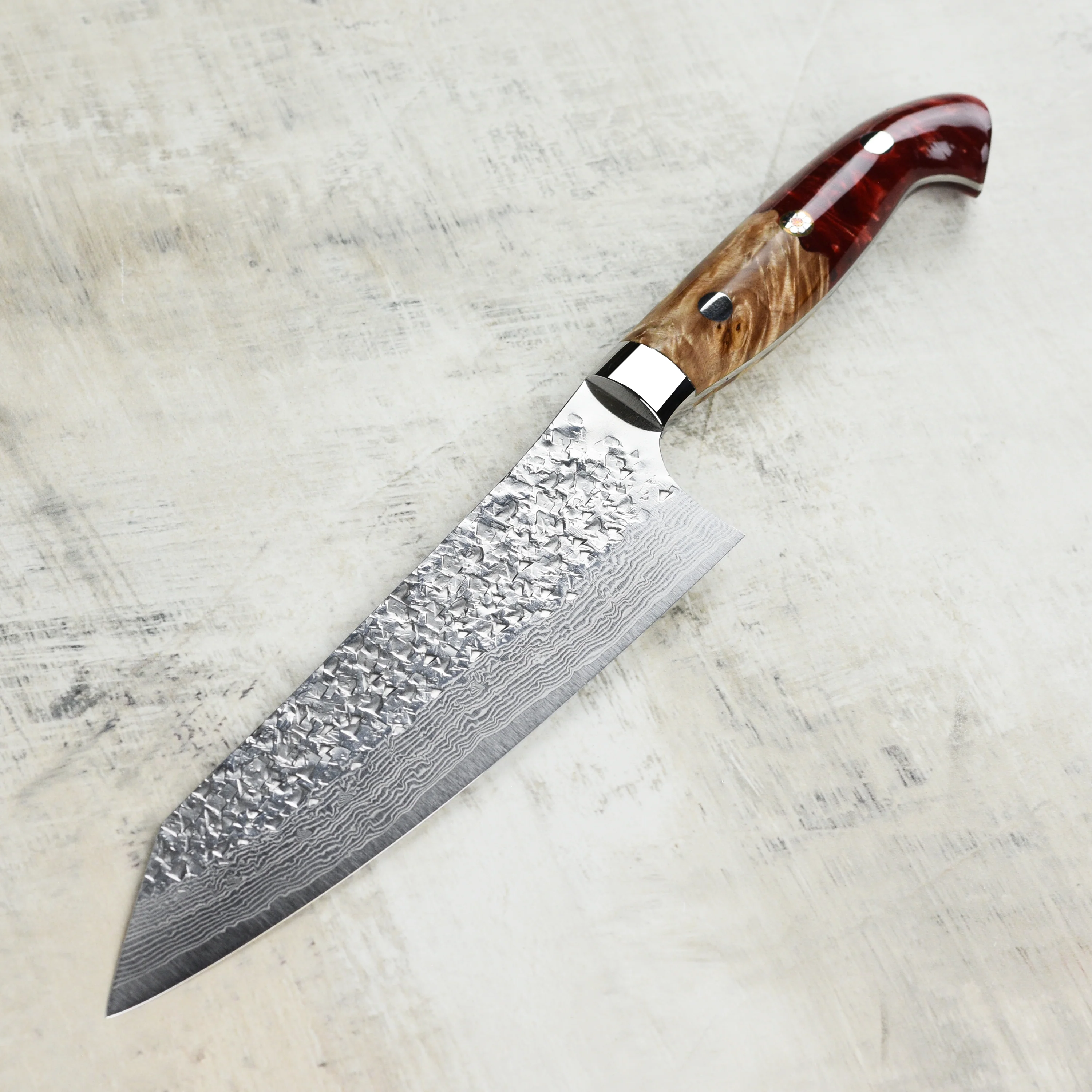 Kurosaki Shizuku Forged SG2 Damascus 6.7" Bunka with Saya - Image 6