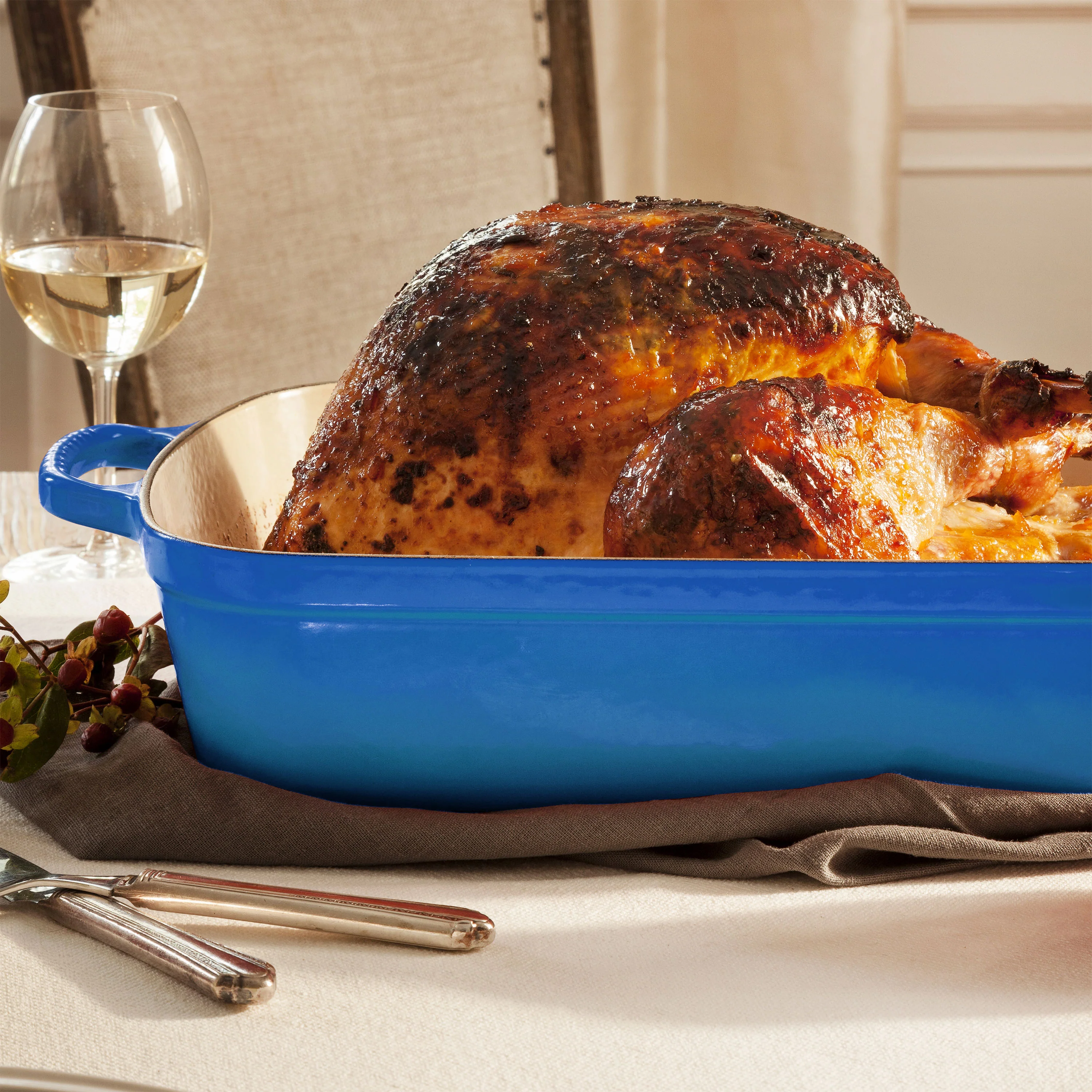 Le Creuset Signature Cast Iron Marseille Roasting Pan, 12.75x9.75" - Image 3