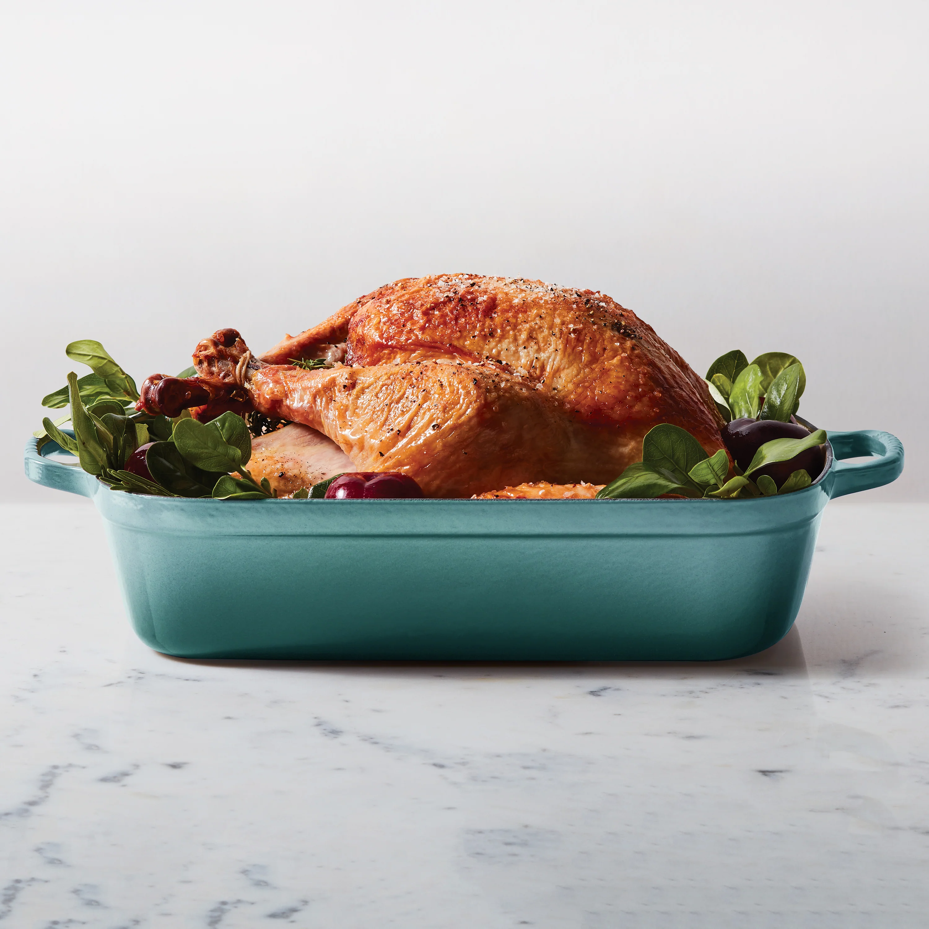 Le Creuset Signature Cast Iron Bleu Riviera Roasting Pan, 12.75x9.75" - Image 3