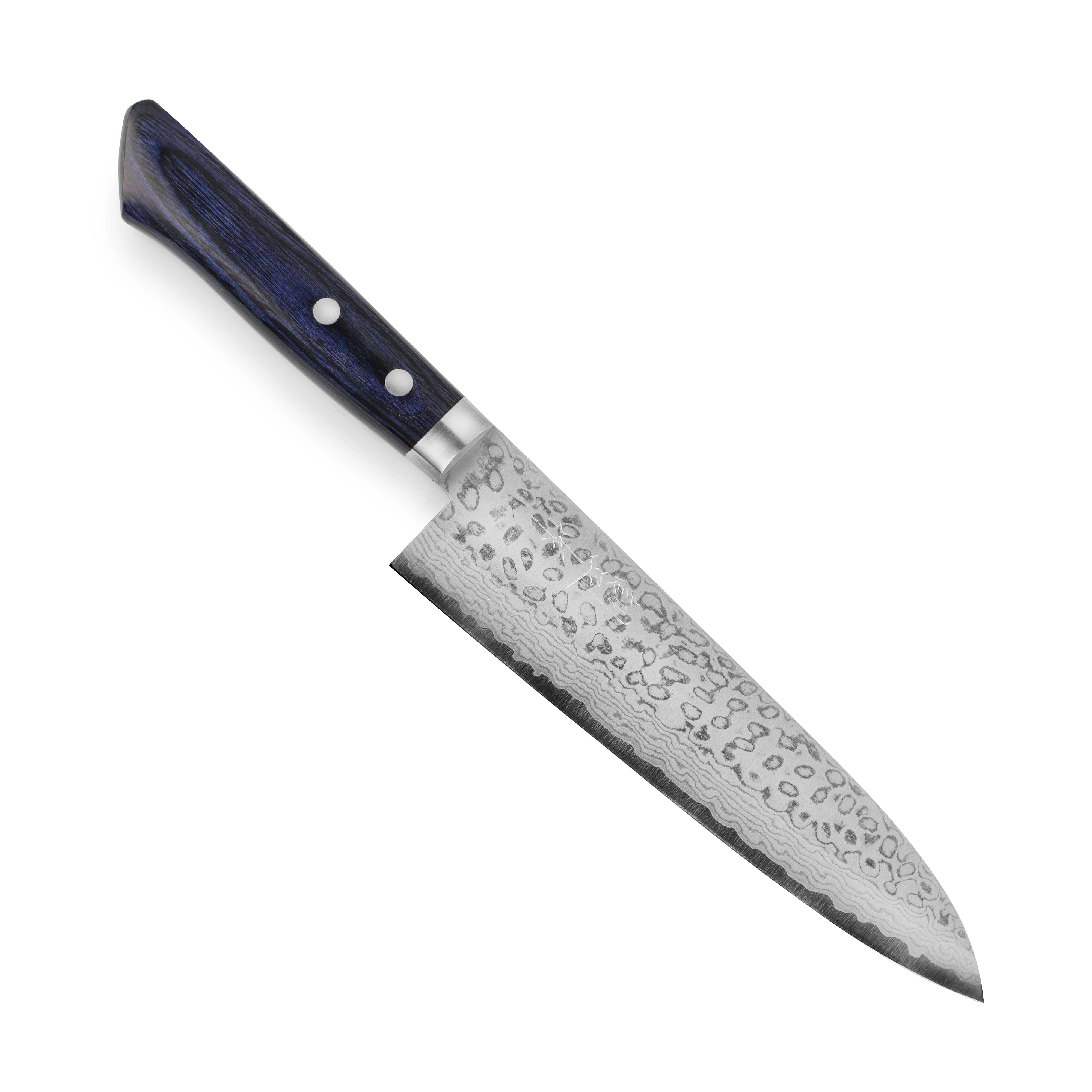 Masutani VG10 Damascus 7" Gyuto, Blue Handle - Image 4