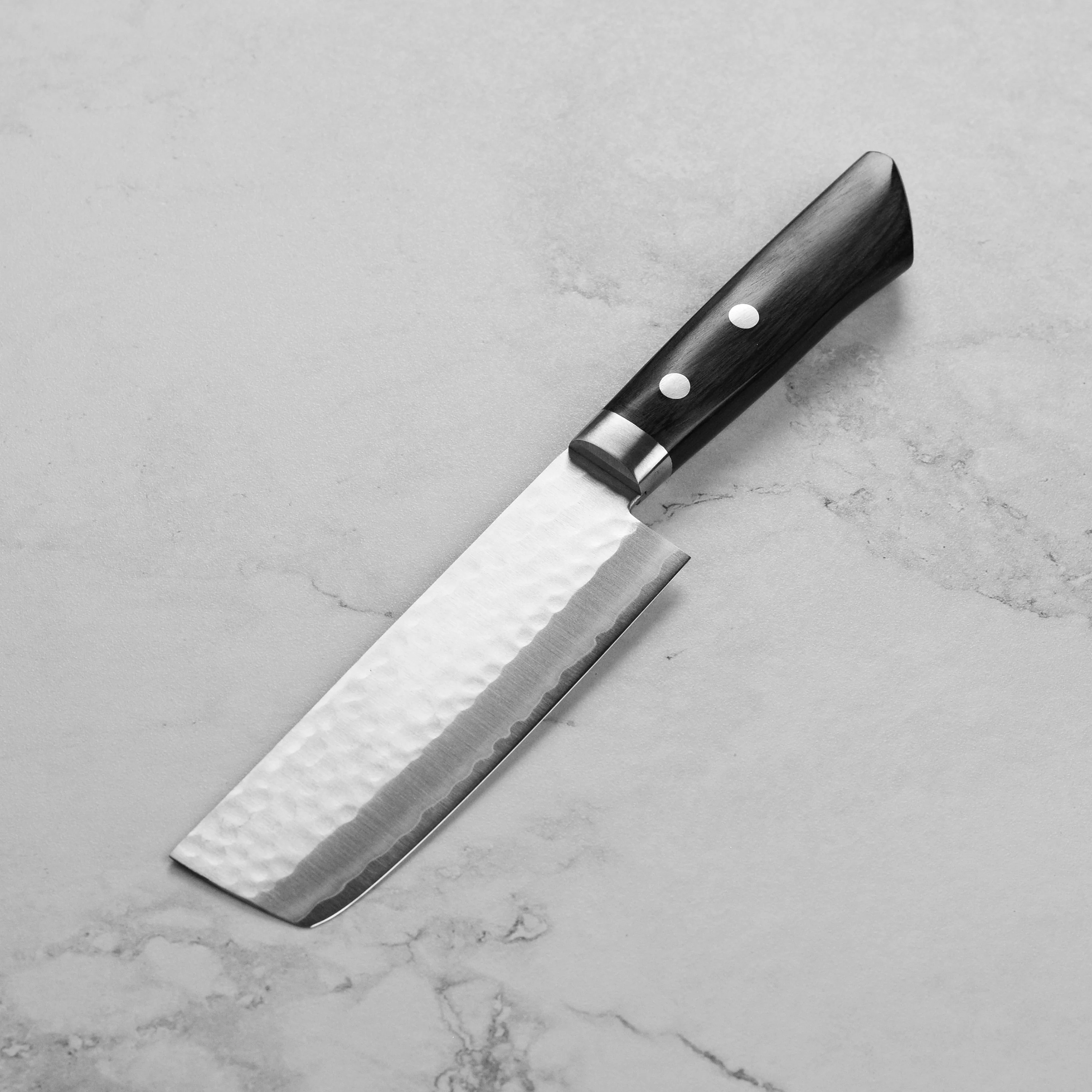 Masutani VG1 Hammered 5" Nakiri, Black Handle - Image 6