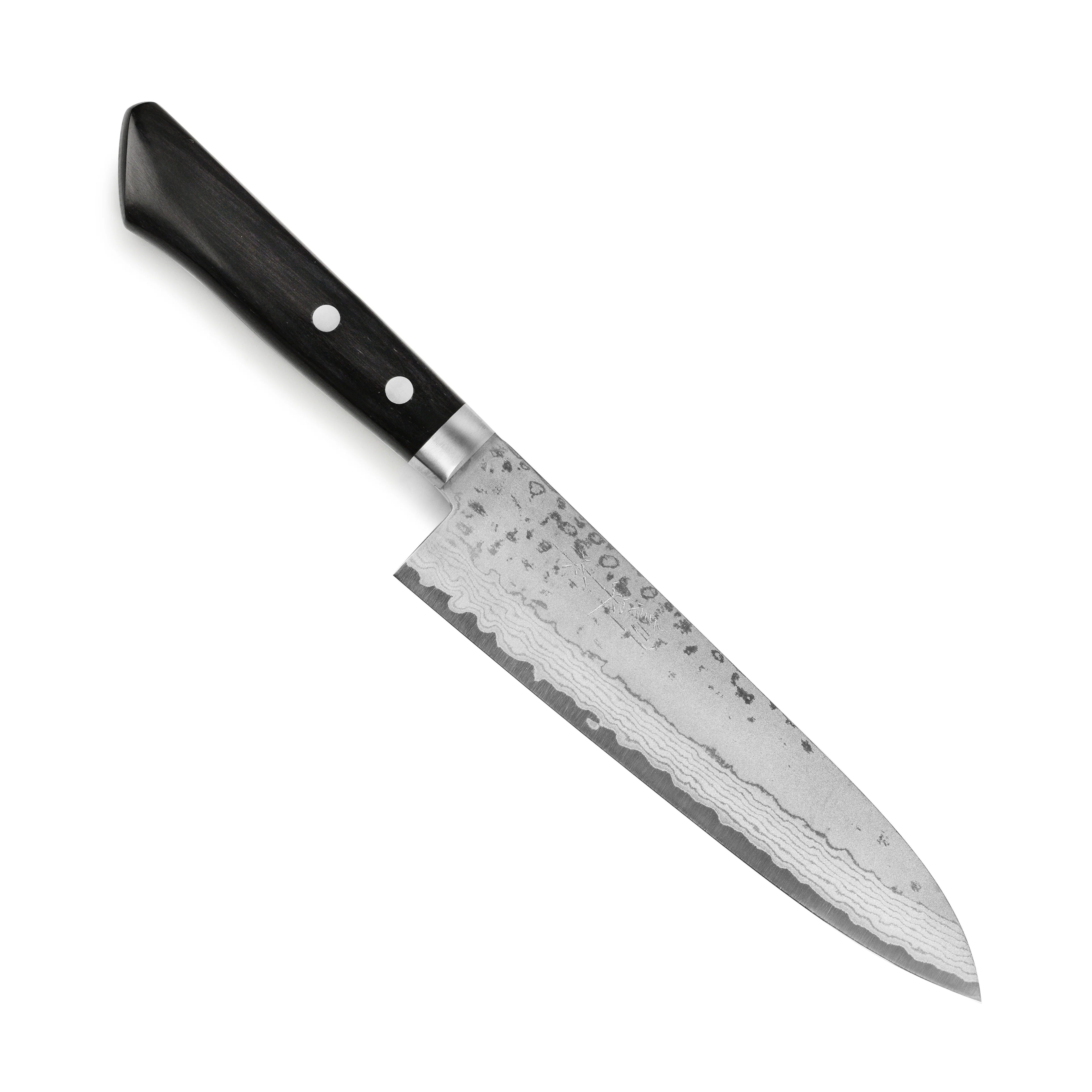 Masutani VG10 Damascus 7" Gyuto, Black Handle - Image 4