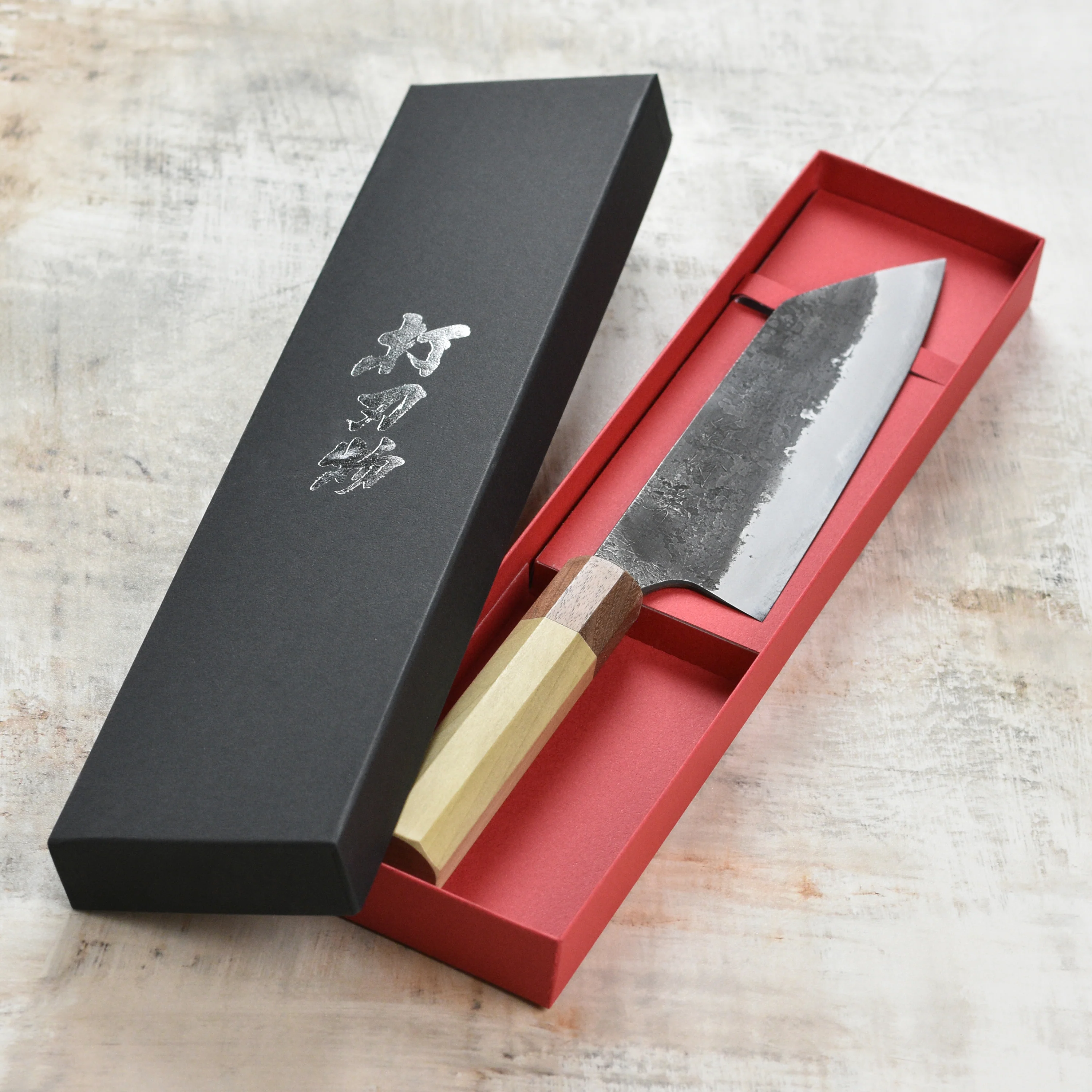 Mazaki Shirogami #2 Kurouchi Nashiji 7" Santoku - Image 8
