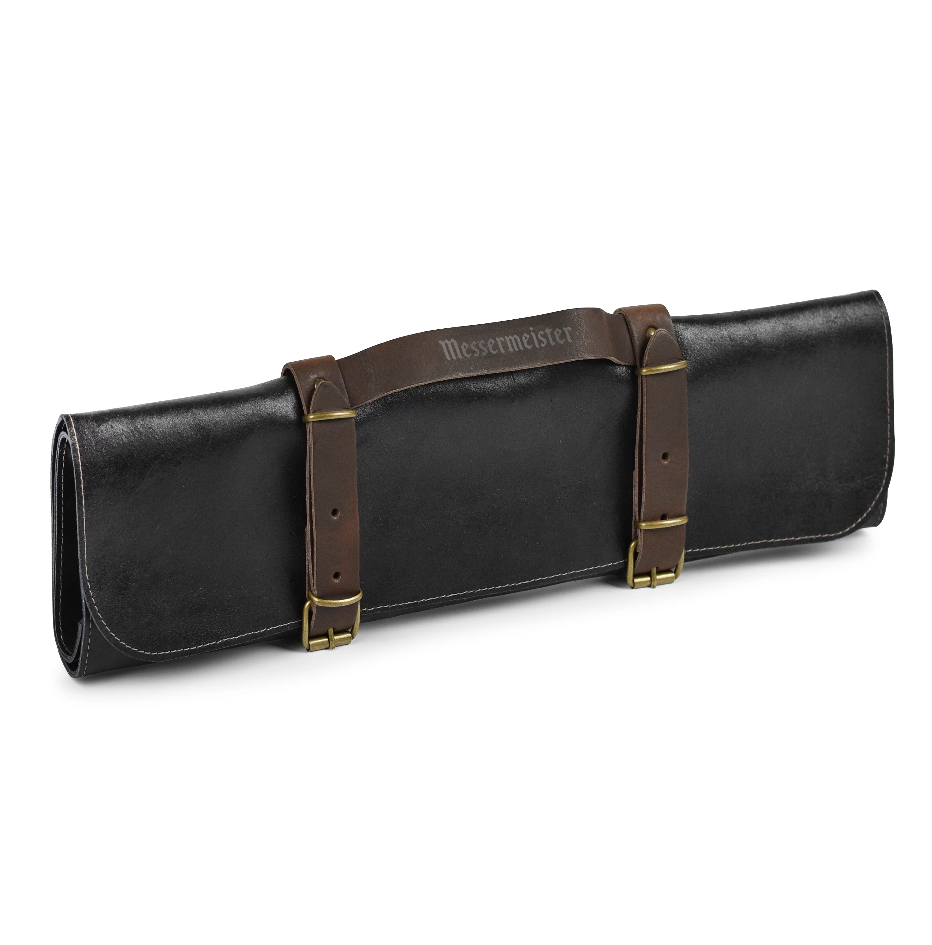 Messermeister 7 Pocket Black Vintage Leather Knife Roll - Image 4