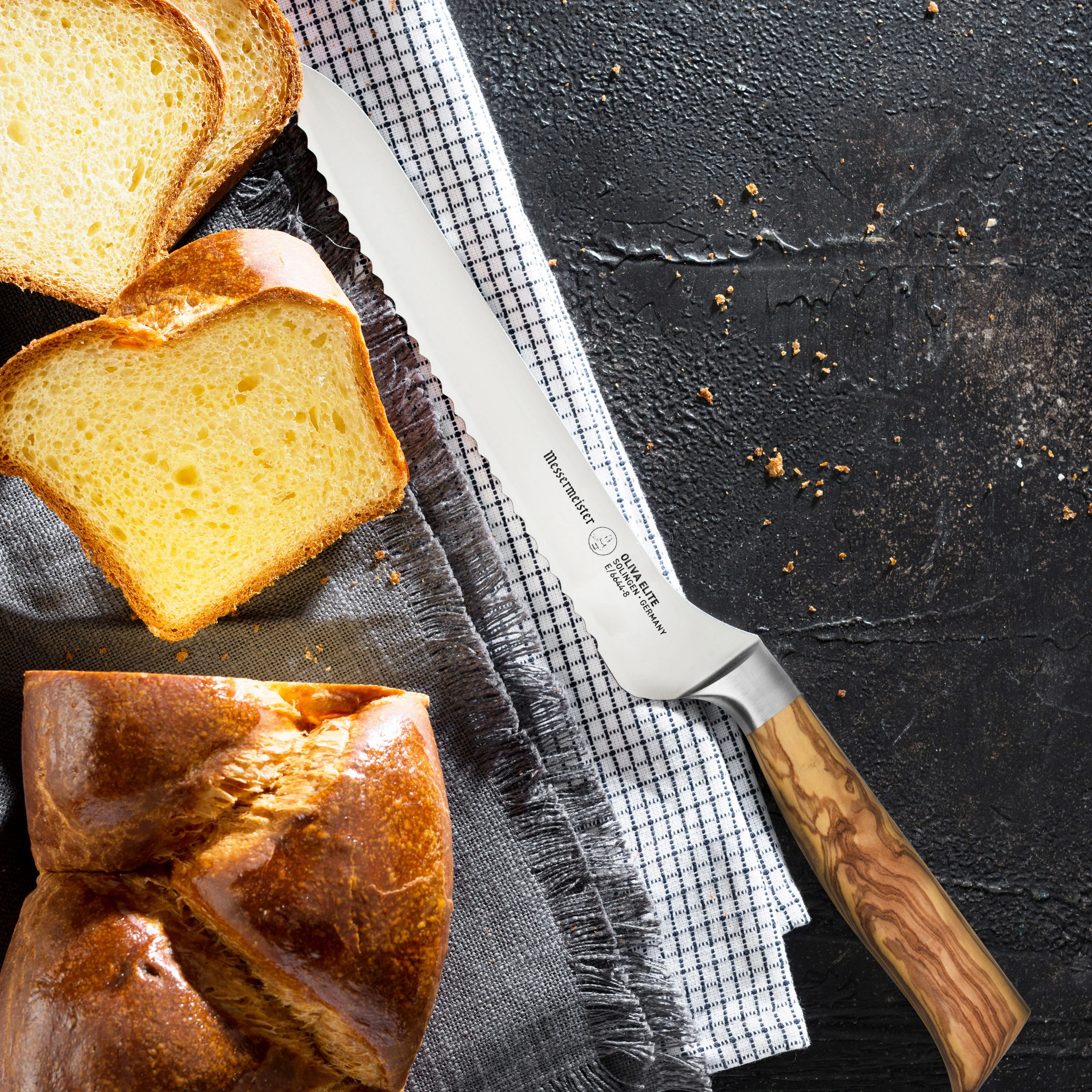 Messermeister Oliva Elite 8" Offset Bread Knife - Image 5