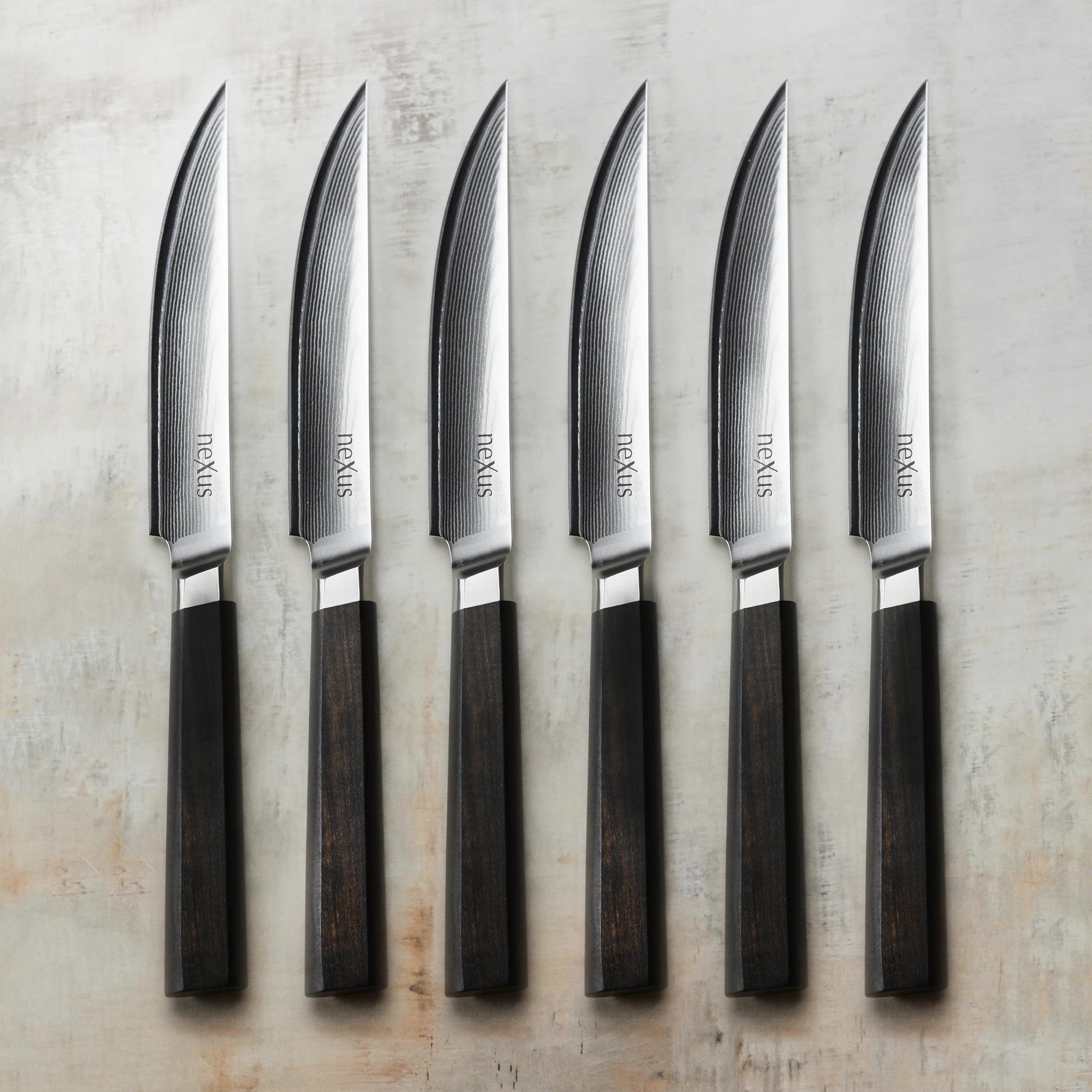 Nexus 6 Piece Damascus Steak Knife Set with Case - Image 2