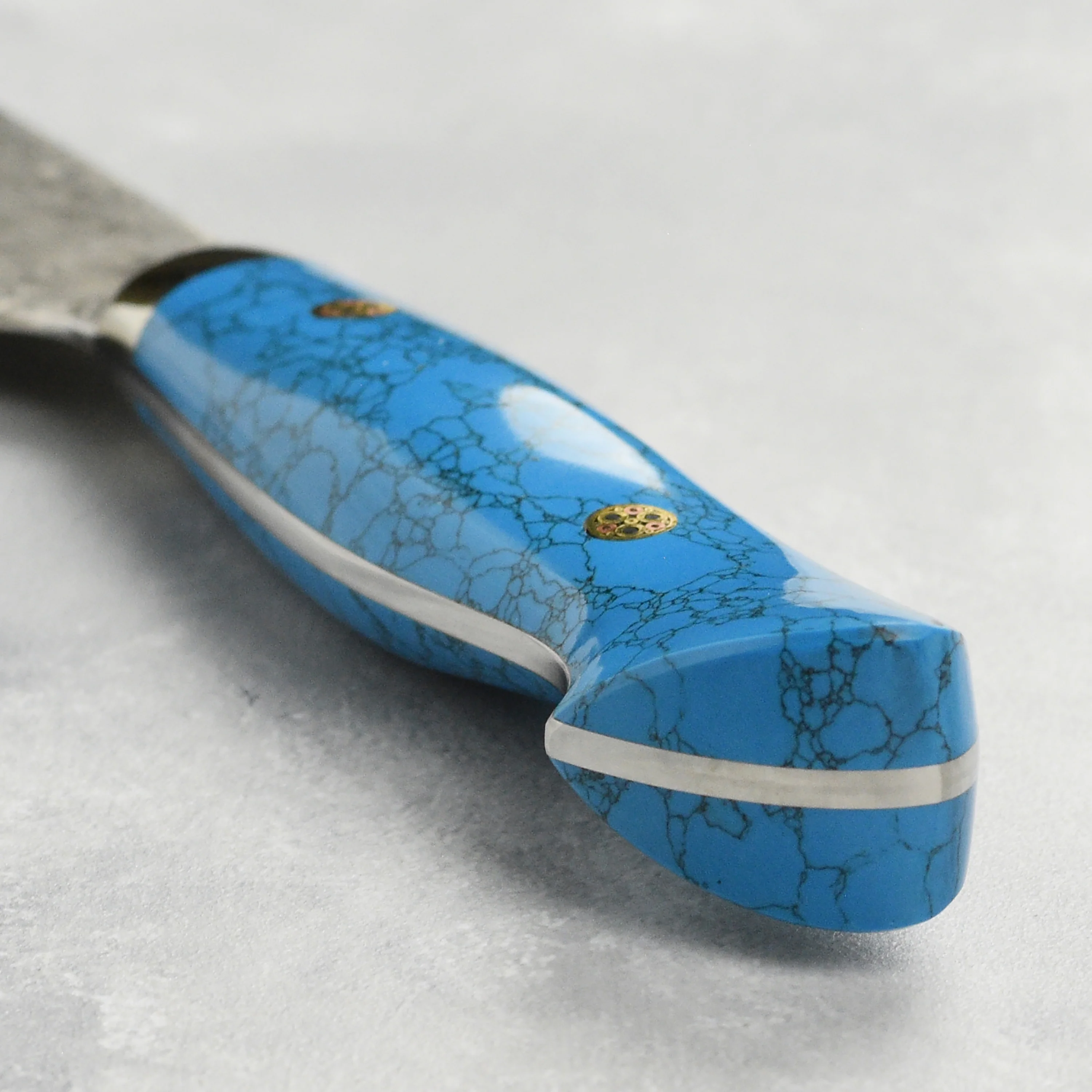 Nigara Anmon SG2 Damascus 8.25" Gyuto, Blue Turquoise - Image 2