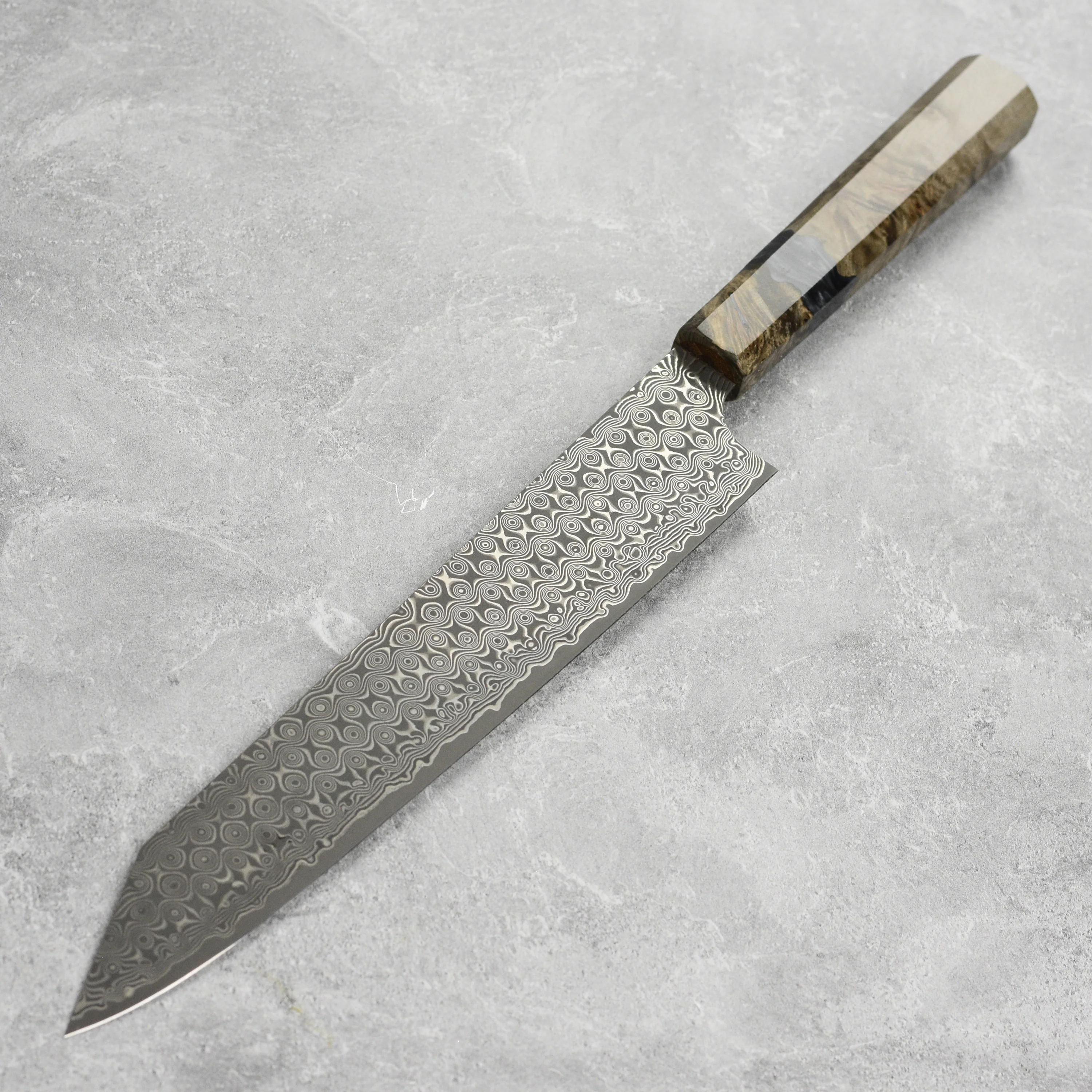 Nigara Anmon SG2 Damascus 10" Kiritsuke Sujihiki - Image 6