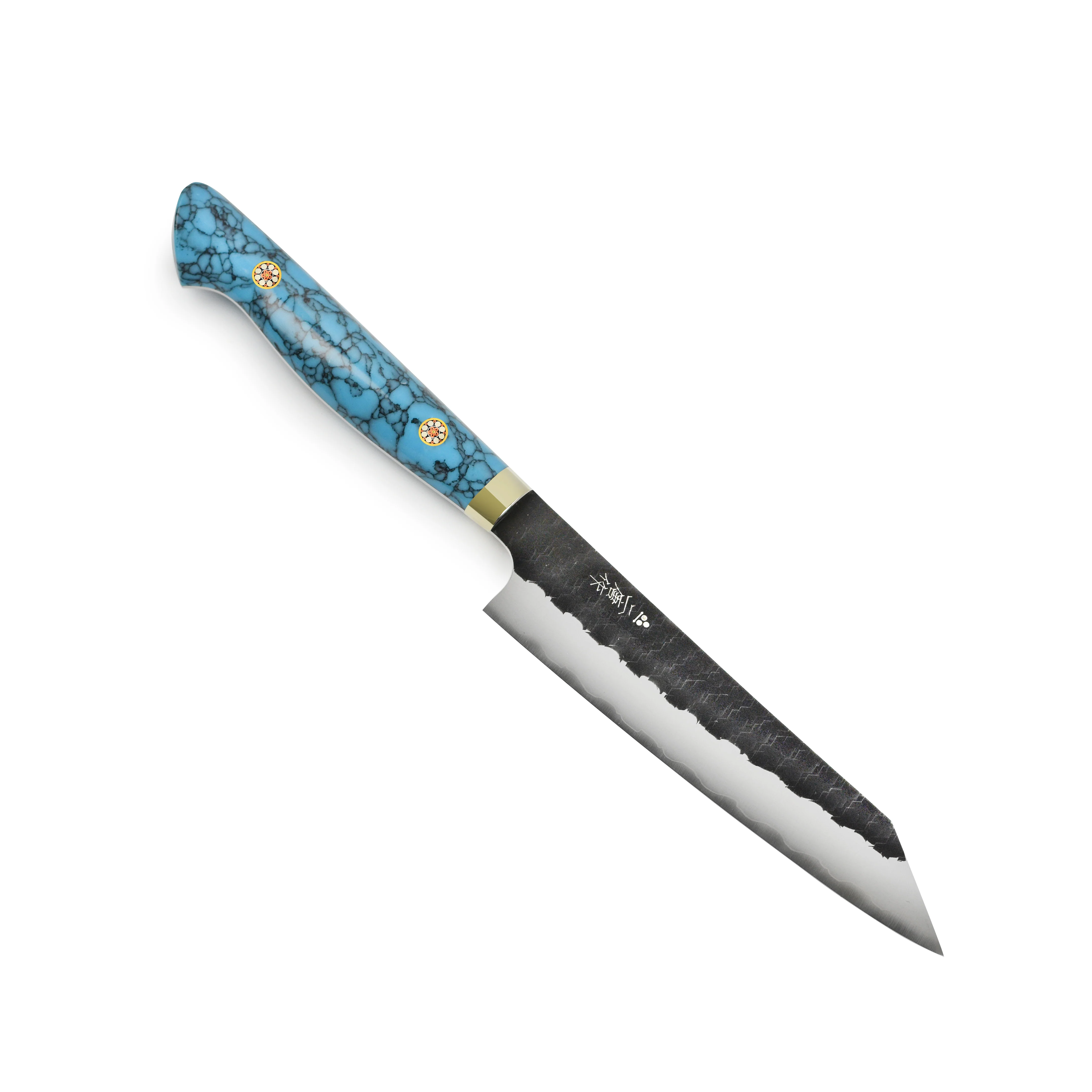 Nigara SG2 Kurouchi Tsuchime 5.9" Kiritsuke Petty, Blue Turquoise - Image 5