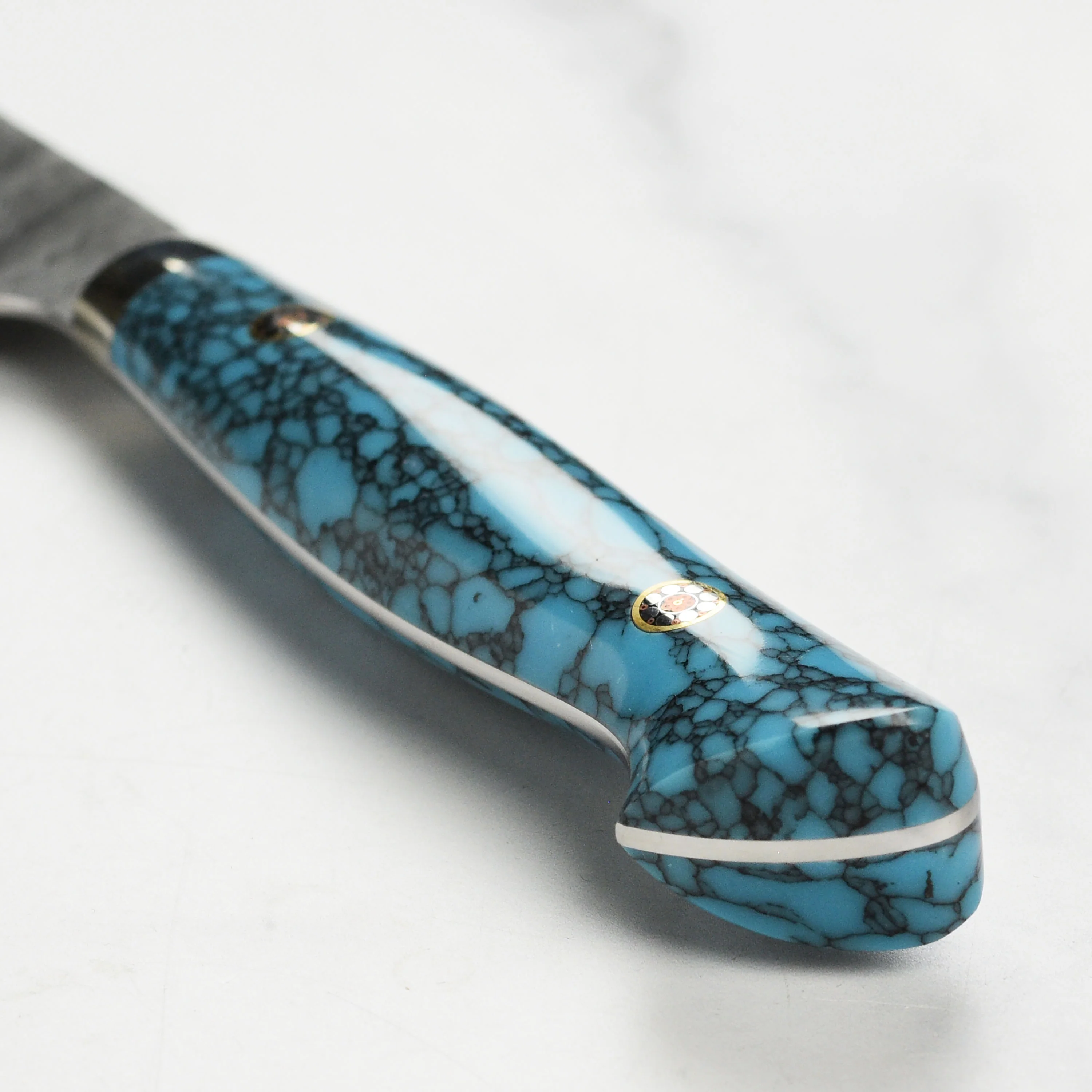 Nigara SG2 Kurouchi Tsuchime 5.9" Kiritsuke Petty, Blue Turquoise - Image 6