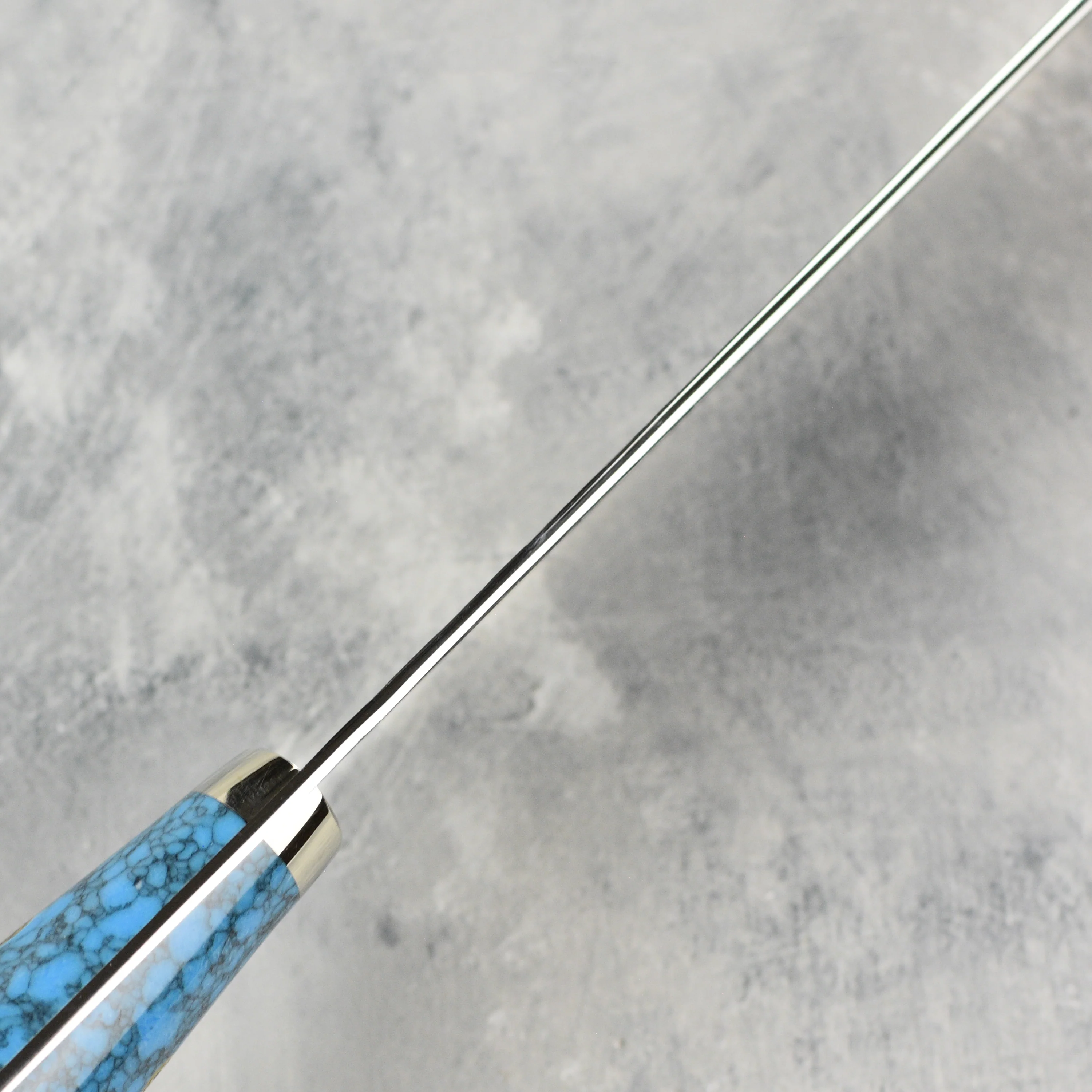 Nigara SG2 Kurouchi Tsuchime 9.4" Kiritsuke, Blue Turquoise - Image 8