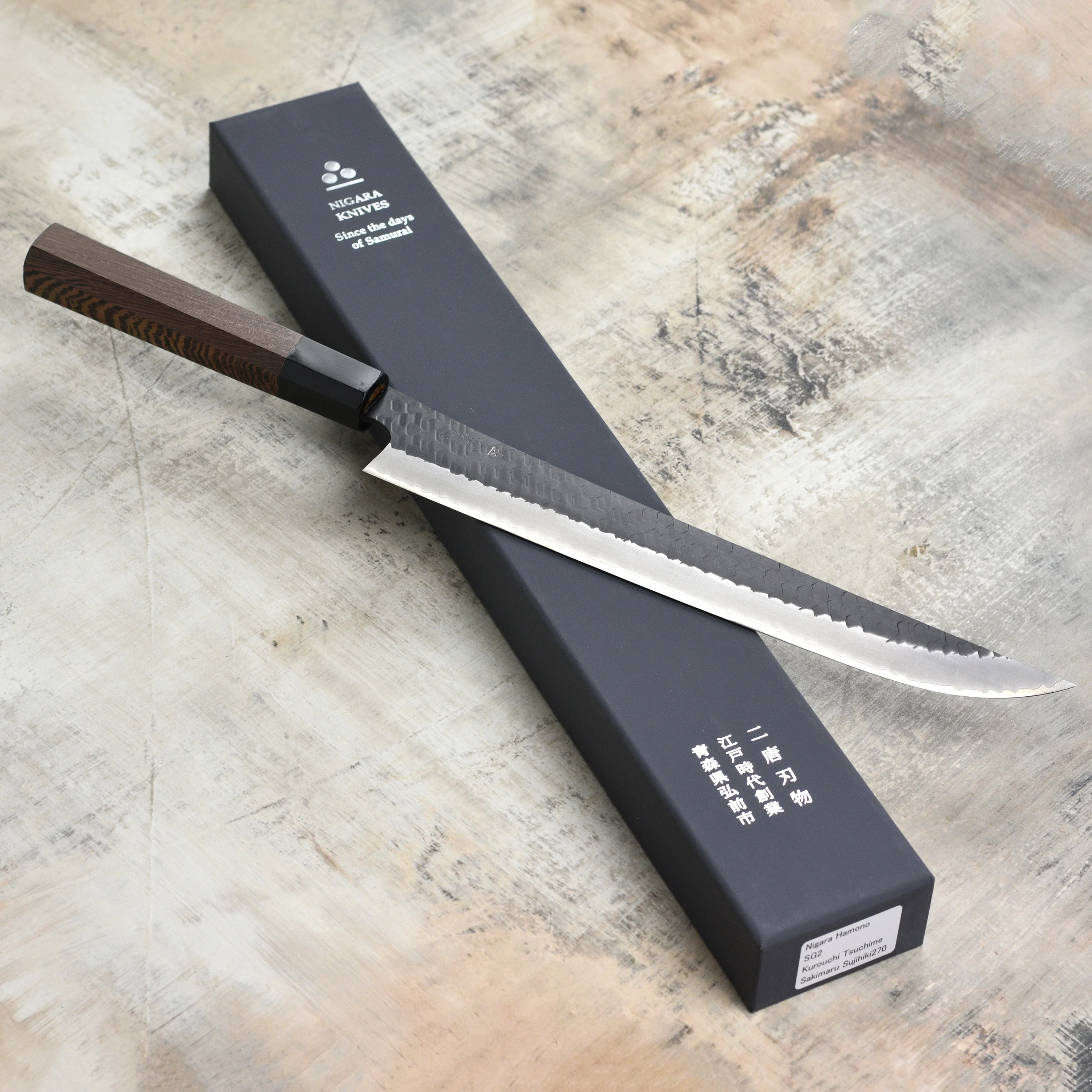 Nigara SG2 Kurouchi Tsuchime 10.6" Sakimaru Sujihiki - Image 3