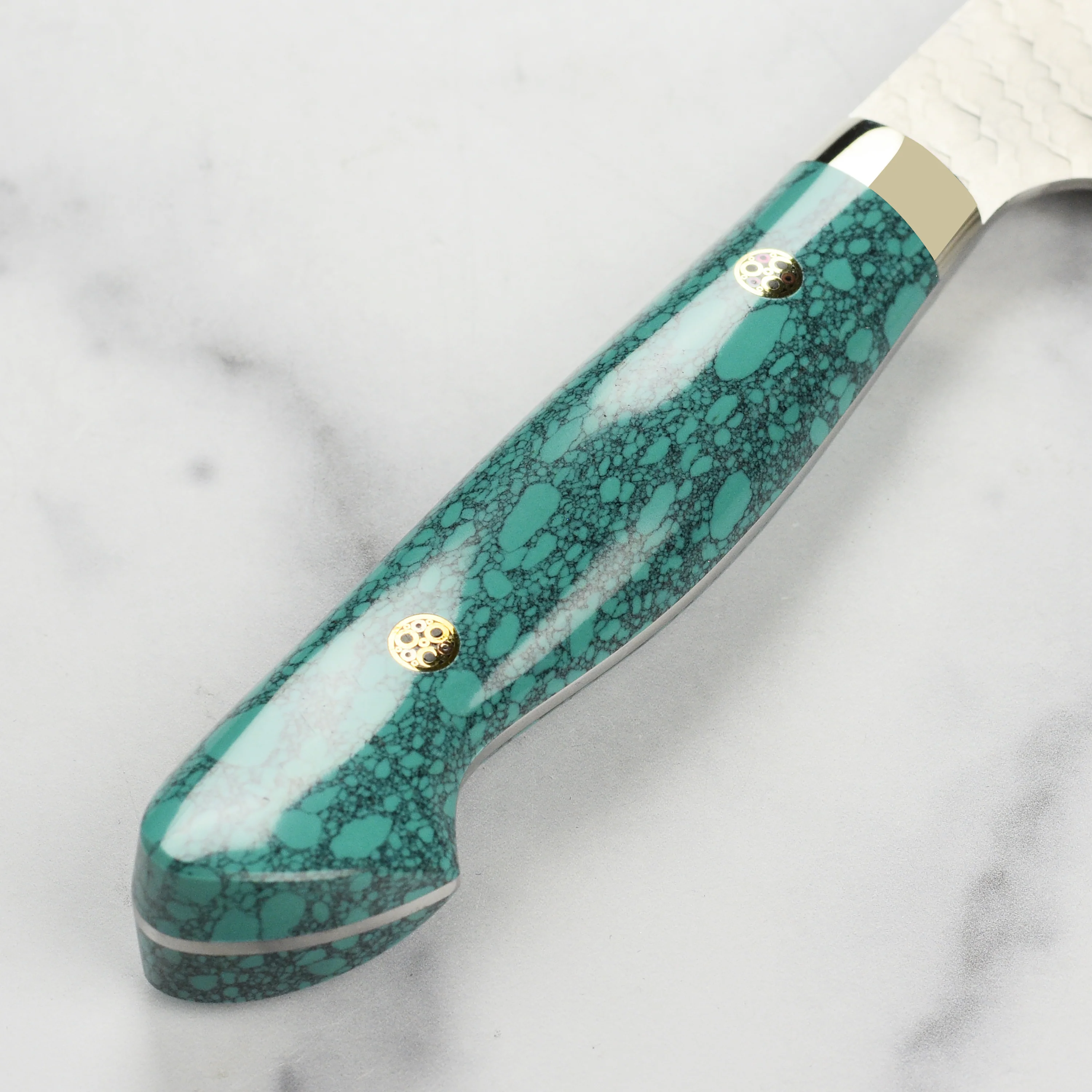 Nigara SG2 Migaki Tsuchime 7" Bunka, Green Turquoise - Image 7