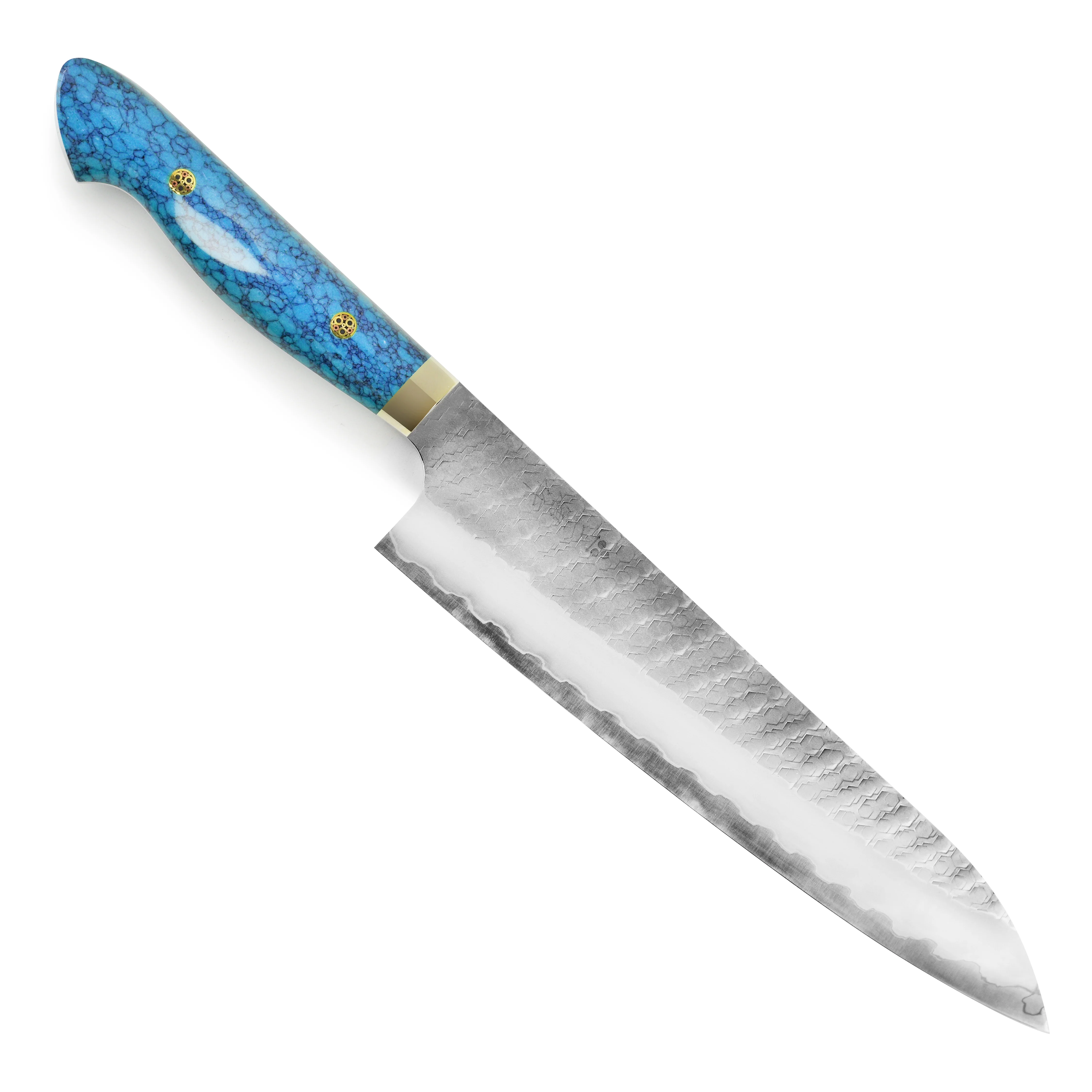 Nigara SG2 Migaki Tsuchime 9.4" Gyuto, Blue Turquoise - Image 5