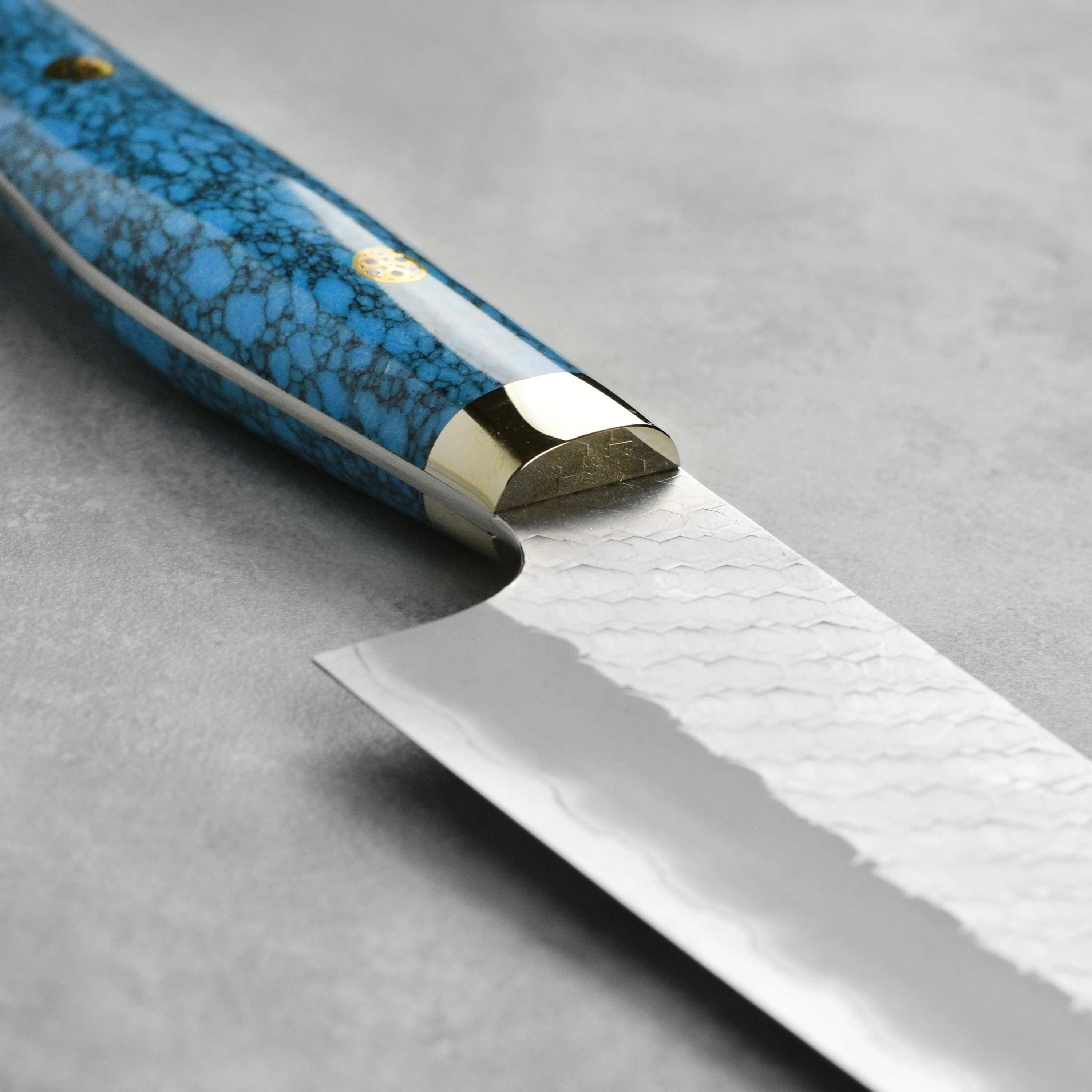 Nigara SG2 Migaki Tsuchime 9.4" Gyuto, Blue Turquoise - Image 7