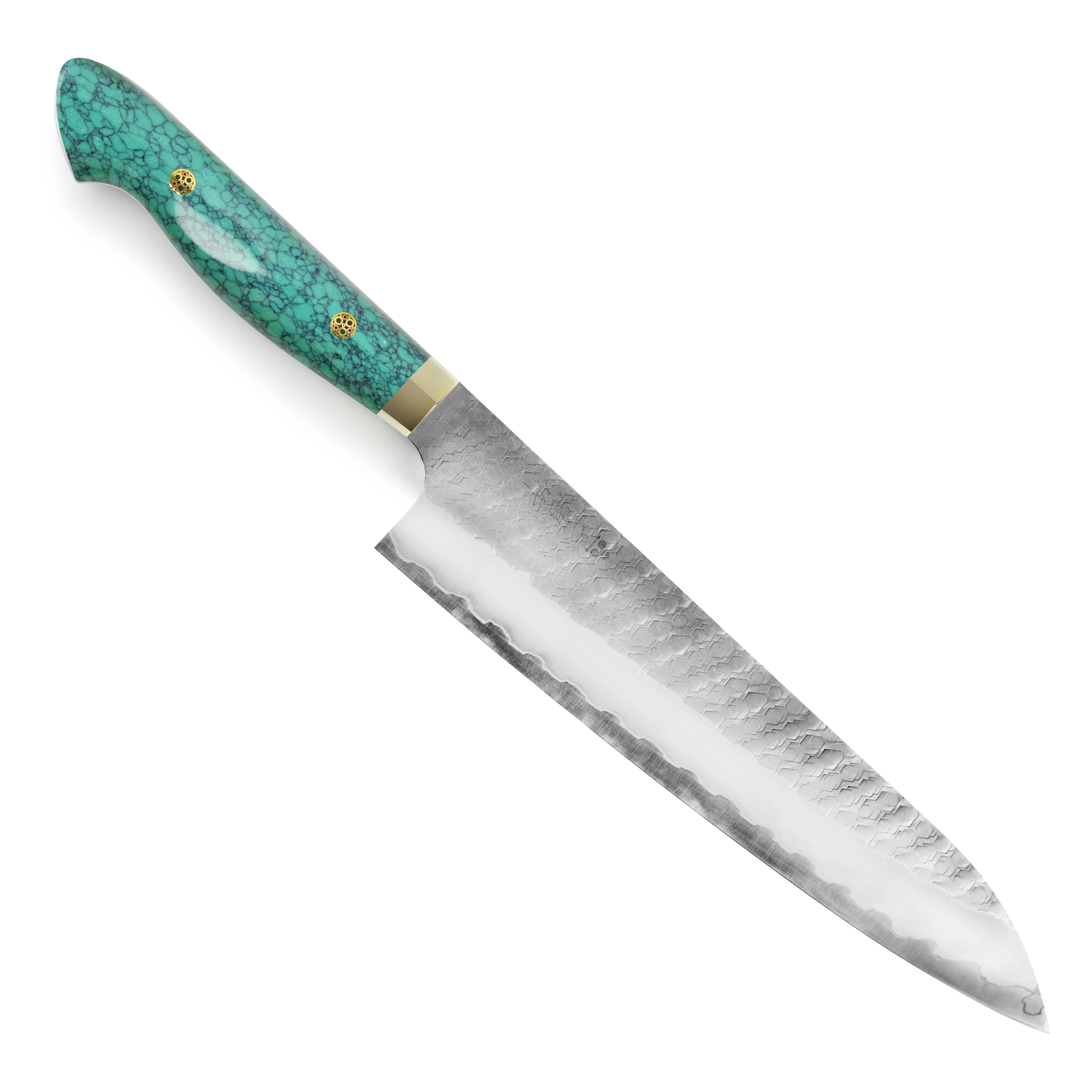 Nigara SG2 Migaki Tsuchime 9.4" Gyuto, Green Turquoise - Image 5