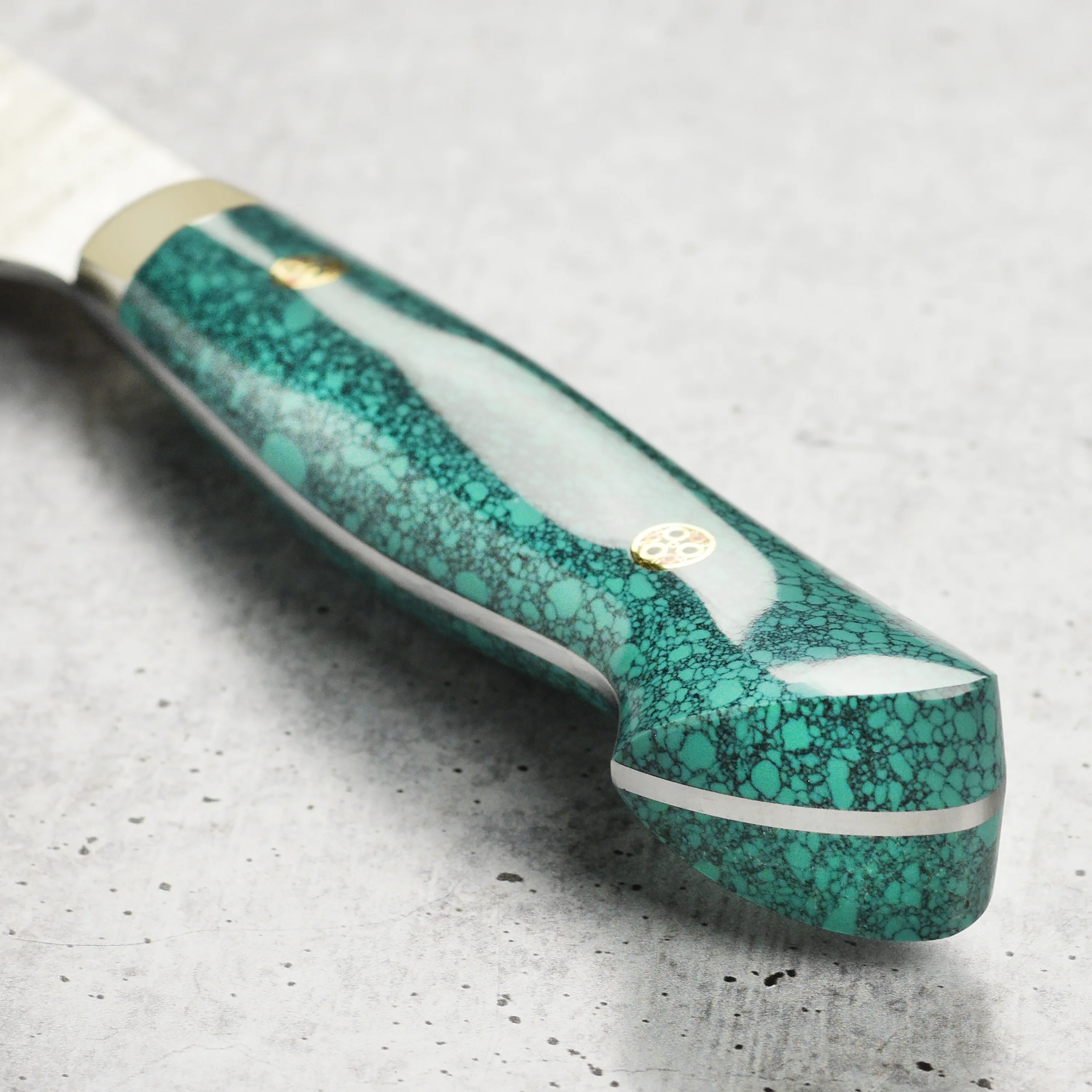 Nigara SG2 Migaki Tsuchime 7" Santoku, Green Turquoise - Image 2