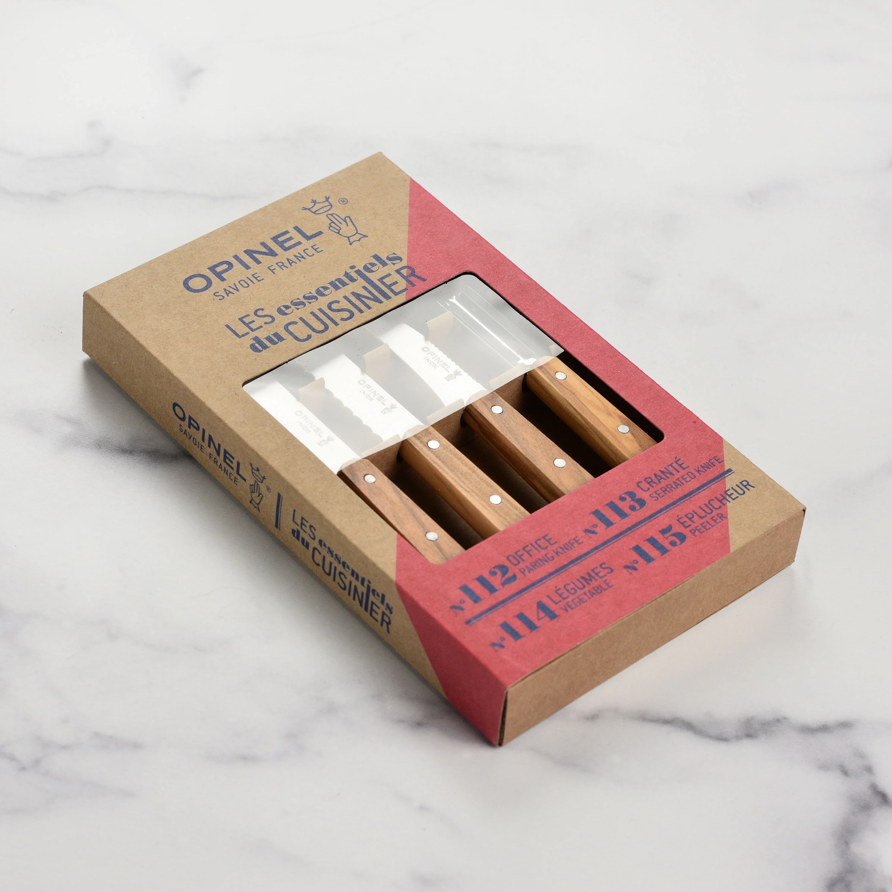 Opinel 4 Piece Stainless Steel Paring & Peeling Set with Olive Wood Handles - Image 7