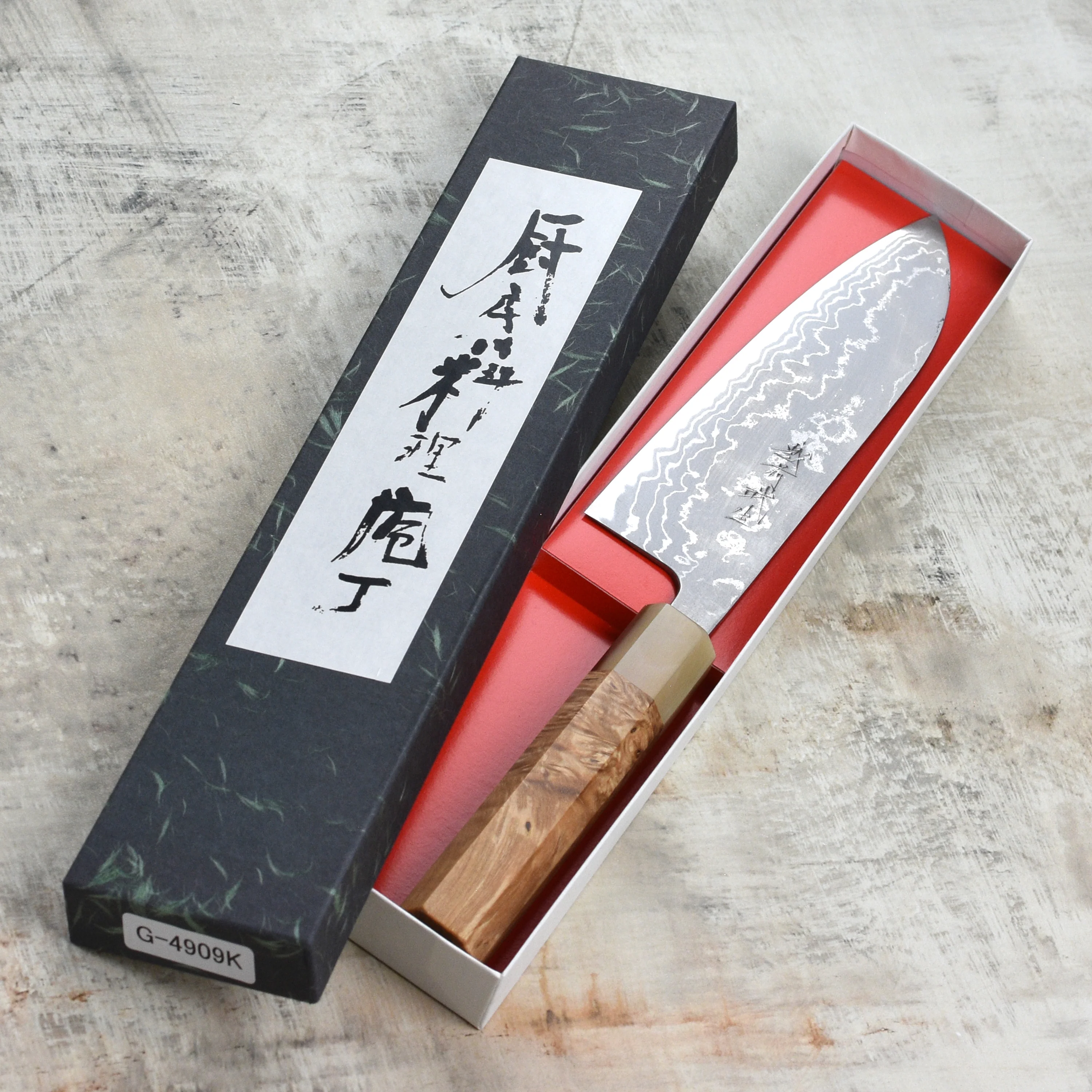 Shiro Kamo Shirogami #2 Damascus 6.5" Santoku - Image 3