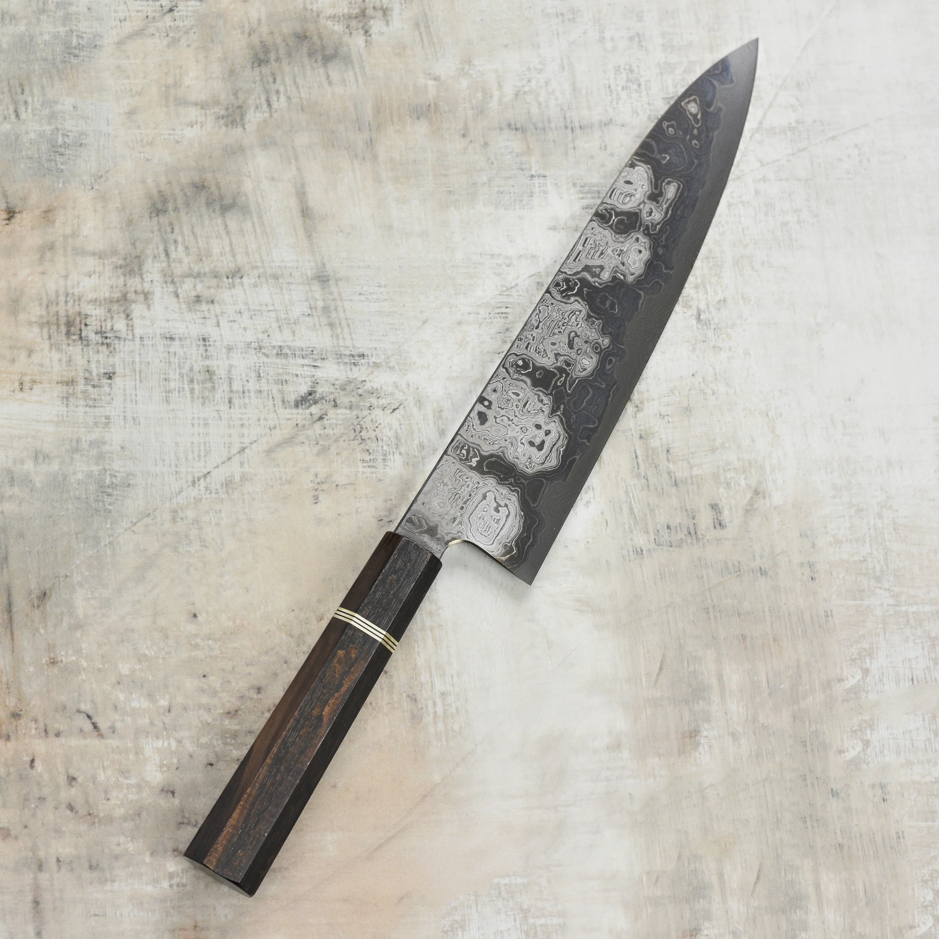 Shoichi Hashimoto Shiomachi Aogami #2 + Shirogami #2 Coreless Damascus 9.4" Gyuto - Image 8