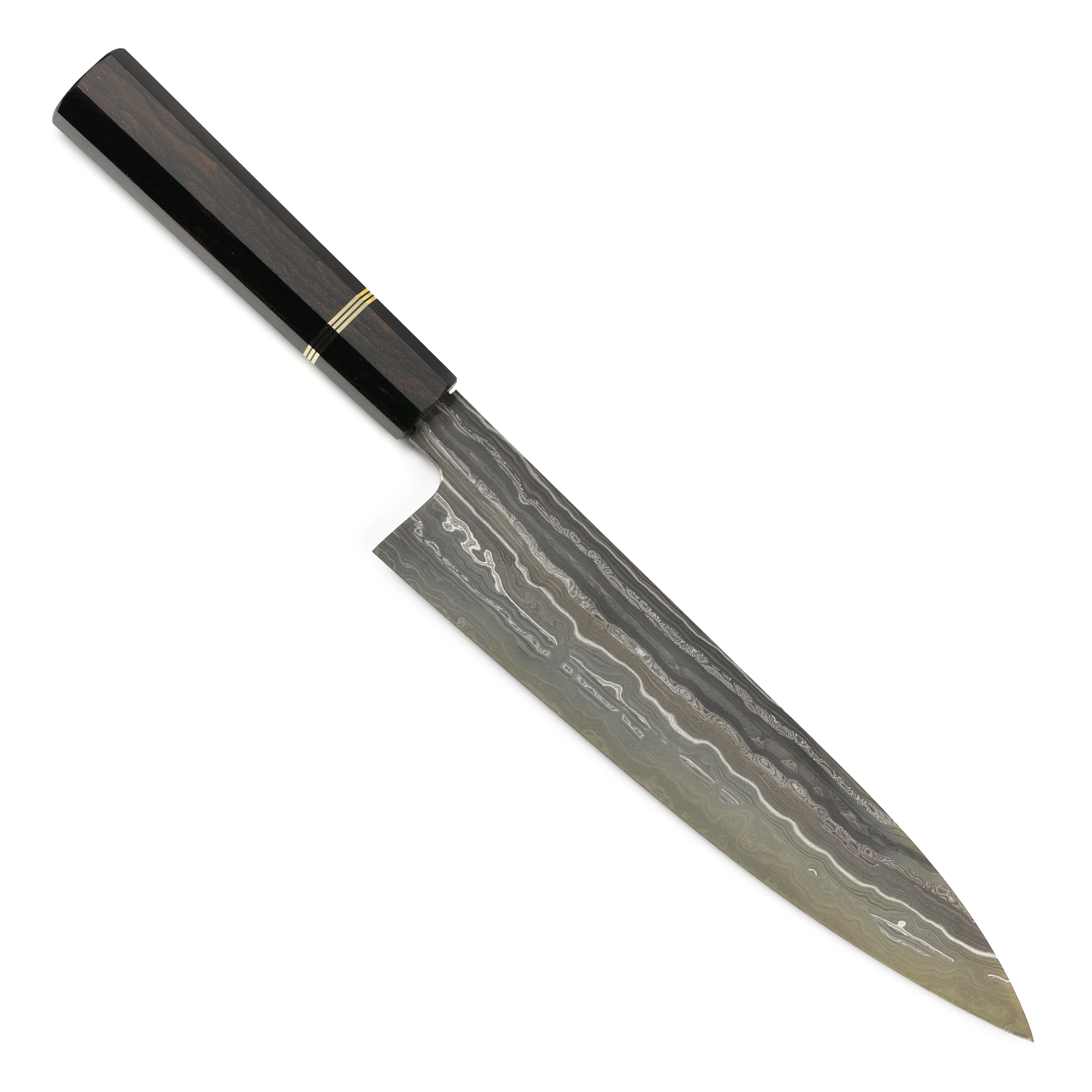 Shoichi Hashimoto Tatsuse Aogami #2 + Shirogami #2 Coreless Damascus 9.4" Gyuto - Image 9